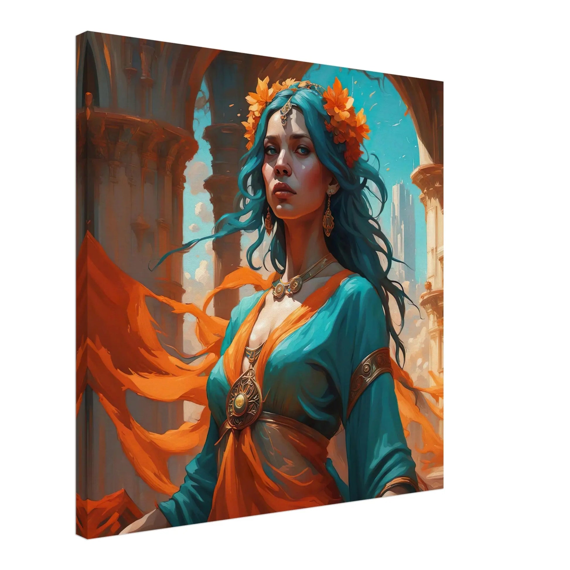 Leinwandbild - Frau in Magischer Umgebung - Malerischer Stil, KI-Kunst - RolConArt, Malerischer Stil - Porträts,