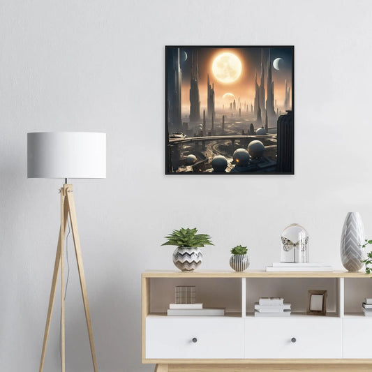 Gerahmtes Premium-Poster -Futuristische Welt- Digitaler Stil, KI-Kunst - RolConArt, Sci-Fi,