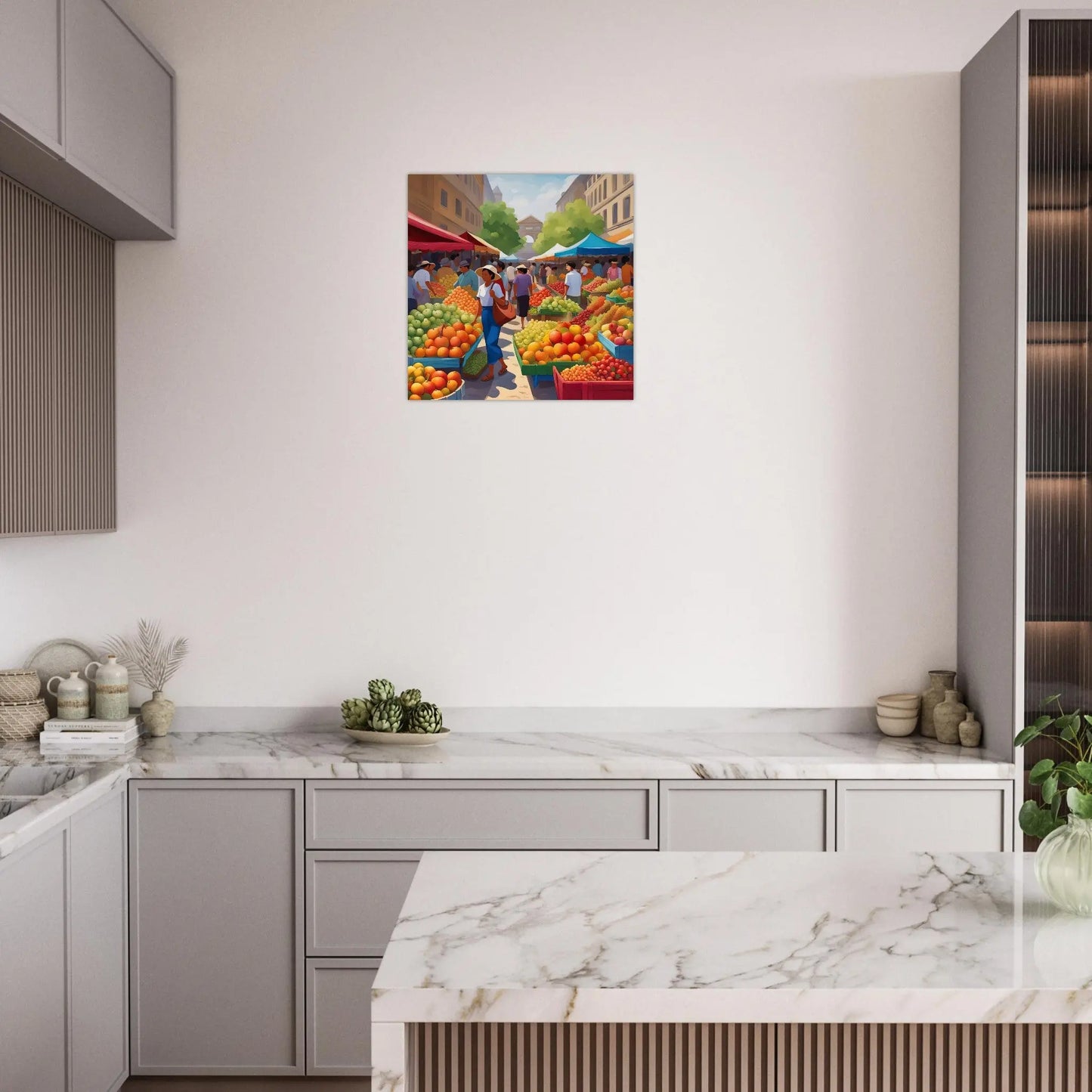 Moderner Forex-Druck - Obstmarkt - Malerischer Stil, KI-Kunst RolConArt