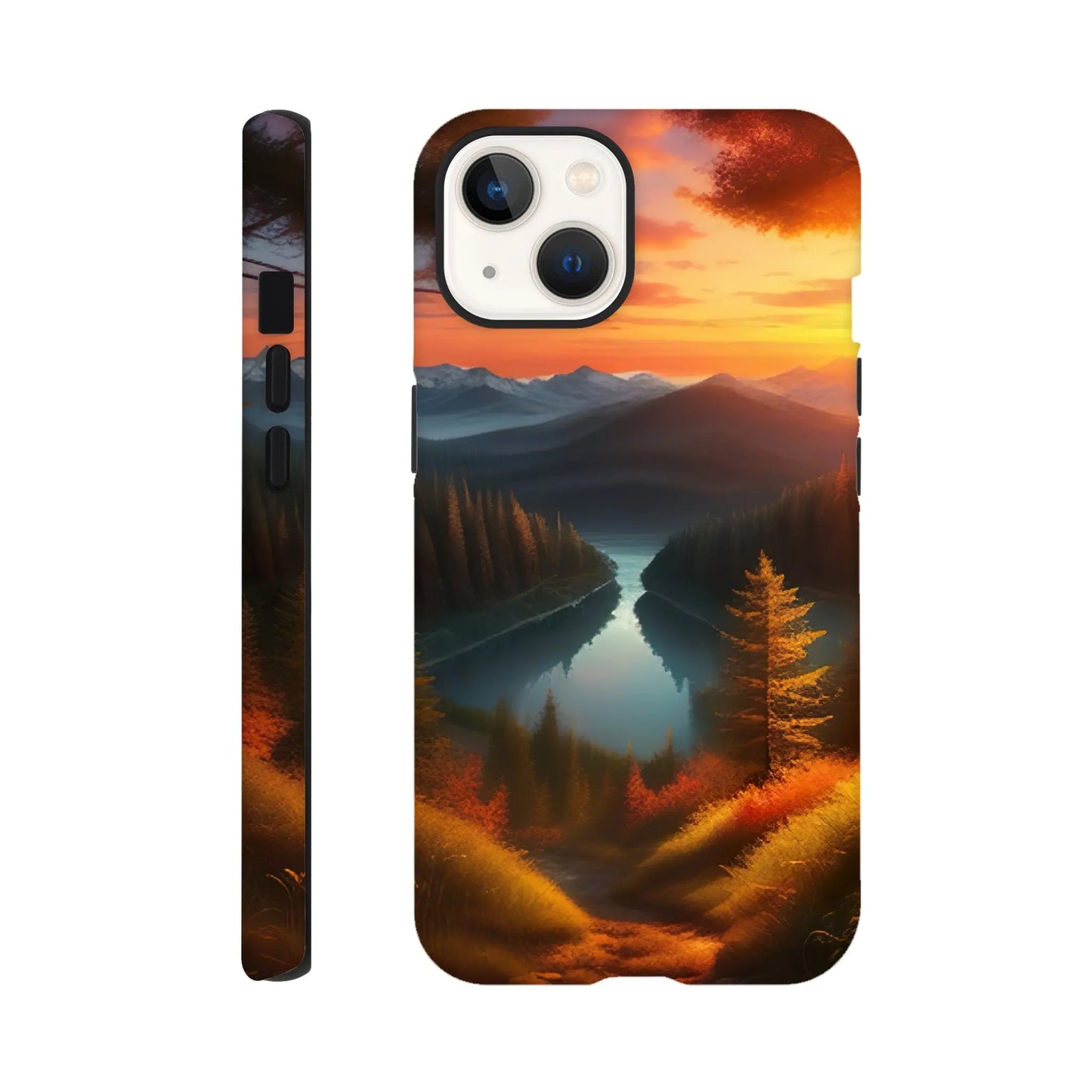 Smartphone-Hülle "Hart" - Bergpanorama - Digitaler Stil, KI-Kunst RolConArt, Landschaften, iPhone-13