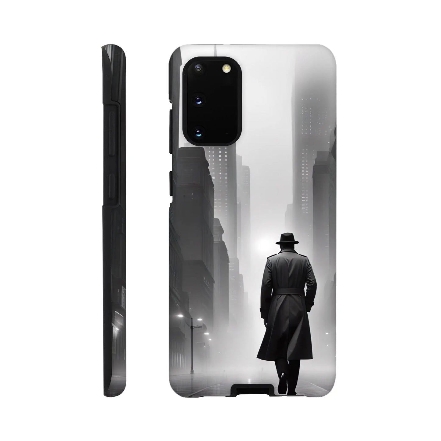 Smartphone-Hülle "Hart" - Stadtgänger - Schwarz-Weiß Stil, KI-Kunst RolConArt, Schwarz-Weiß, Galaxy-S20