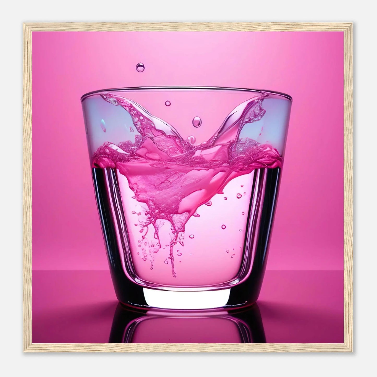 Gerahmtes Premium-Poster - Erfrischendes Rosa - Foto Stil, KI-Kunst - RolConArt, Kreative Vielfalt, 50x50-cm-20x20-Holzrahmen