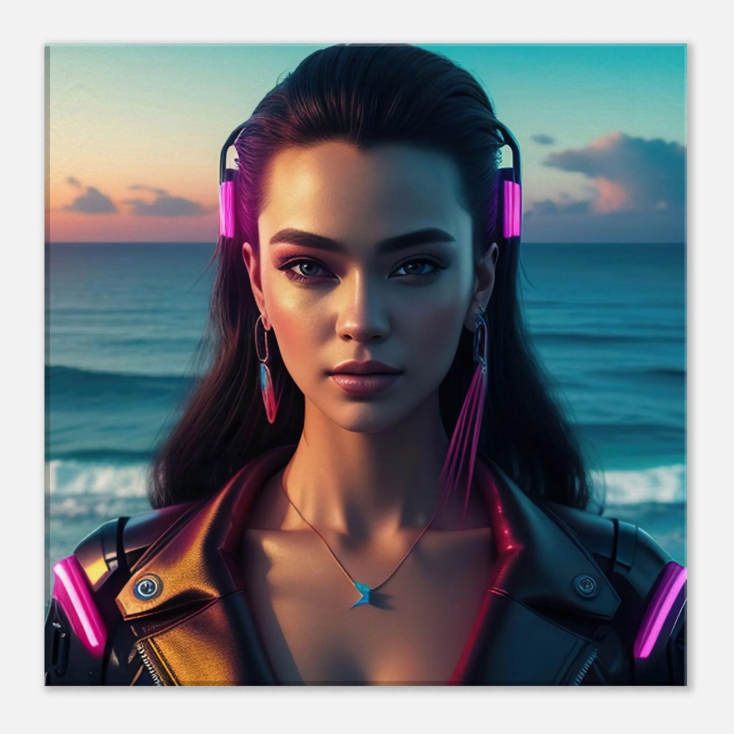 Leinwandbild - Frauenporträt im digitalen 3-D Stil, KI-Kunst - RolConArt, Digitalkunst - Porträts, 40x40-cm-16x16