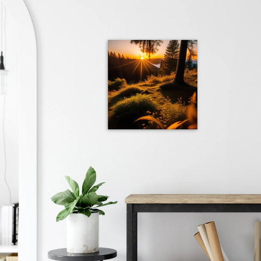 Moderner Forex-Druck - Bergpanorama - Foto Stil, KI-Kunst - RolConArt, Landschaften, 60x60-cm-24x24-Schwarz