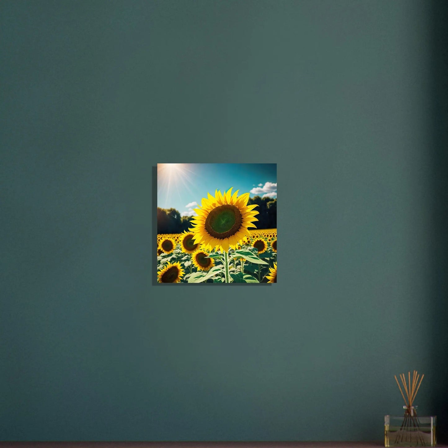 Aluminiumdruck - Sonnenblumen - Foto Stil, KI-Kunst - RolConArt, Pflanzen, 40x40-cm-16x16
