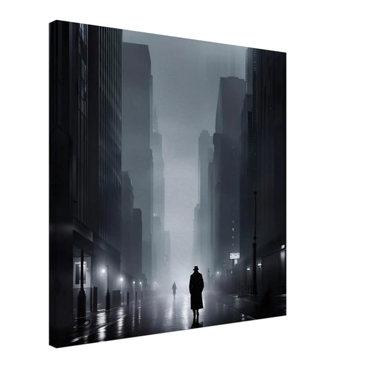 Leinwandbild - Stadtgänger - Schwarz-Weiß, Digitaler Stil, KI-Kunst - RolConArt, Schwarz-Weiß,