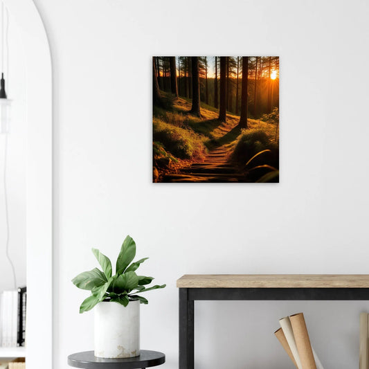 Moderner Forex-Druck - Waldlandschaft - Foto Stil, KI-Kunst - RolConArt, Landschaften, 60x60-cm-24x24-Schwarz
