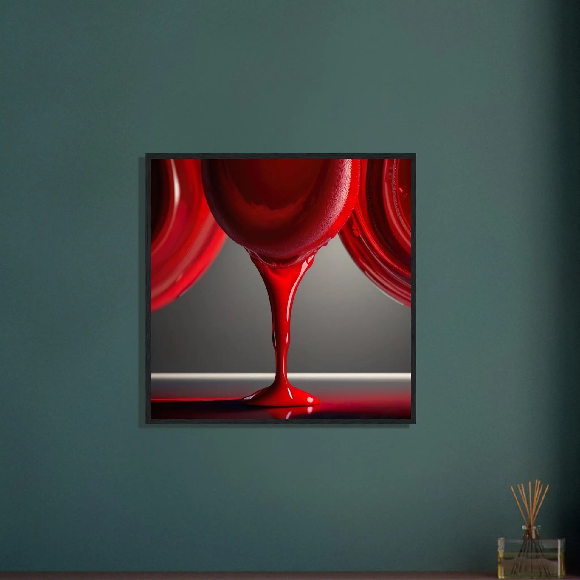 Gerahmtes Premium-Poster - Rote Flüssigkeit - Foto Stil, KI-Kunst - RolConArt, Kreative Vielfalt,