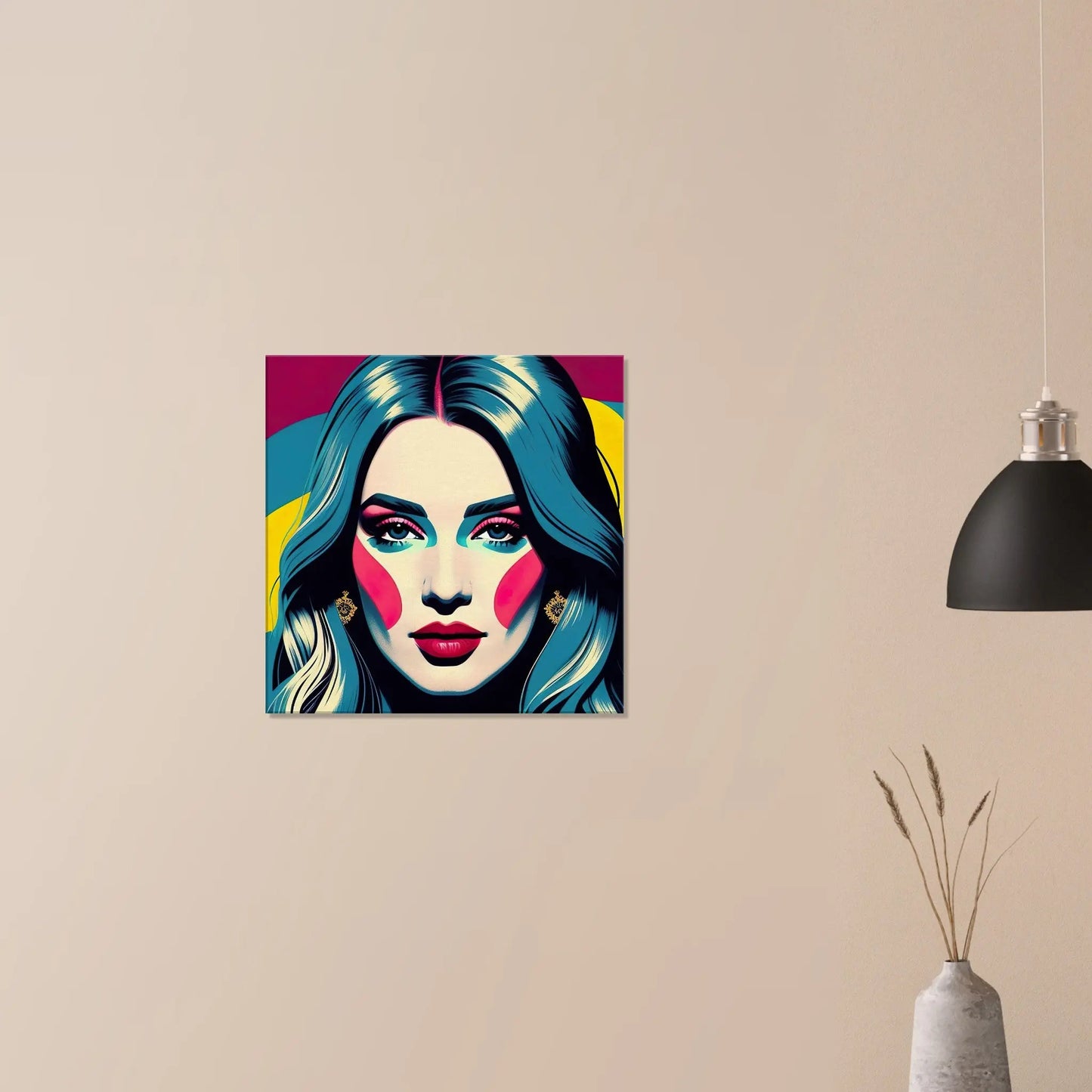 Leinwandbild - Frauenporträt im Pop Art Stil, KI-Kunst - RolConArt, Pop Art - Porträts,