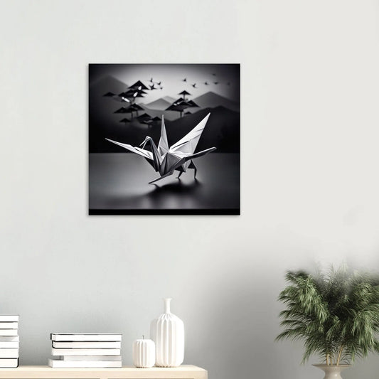 Aluminiumdruck - Vogel - Origami Stil, KI-Kunst RolConArt