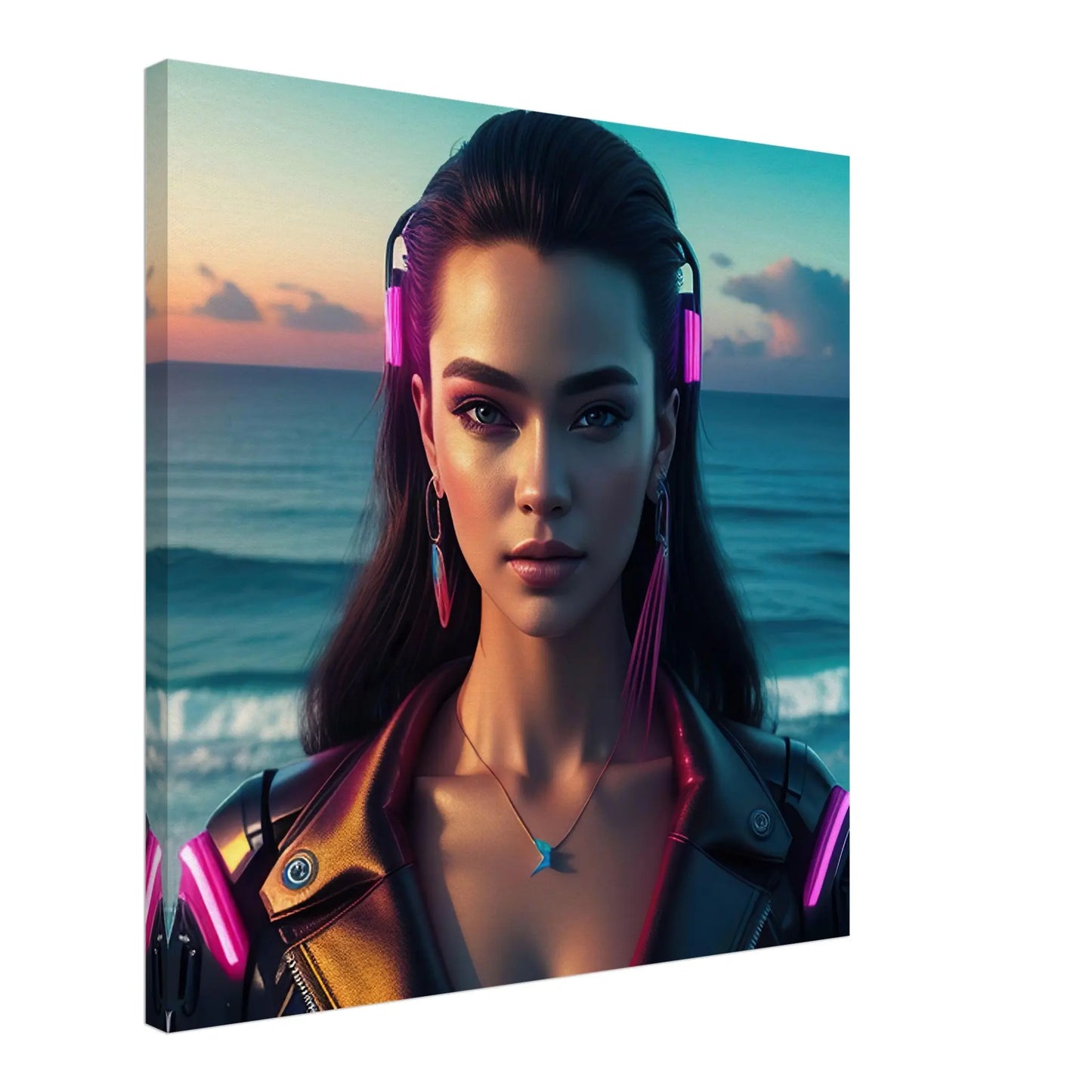 Leinwandbild - Frauenporträt im digitalen 3-D Stil, KI-Kunst - RolConArt, Digitalkunst - Porträts,