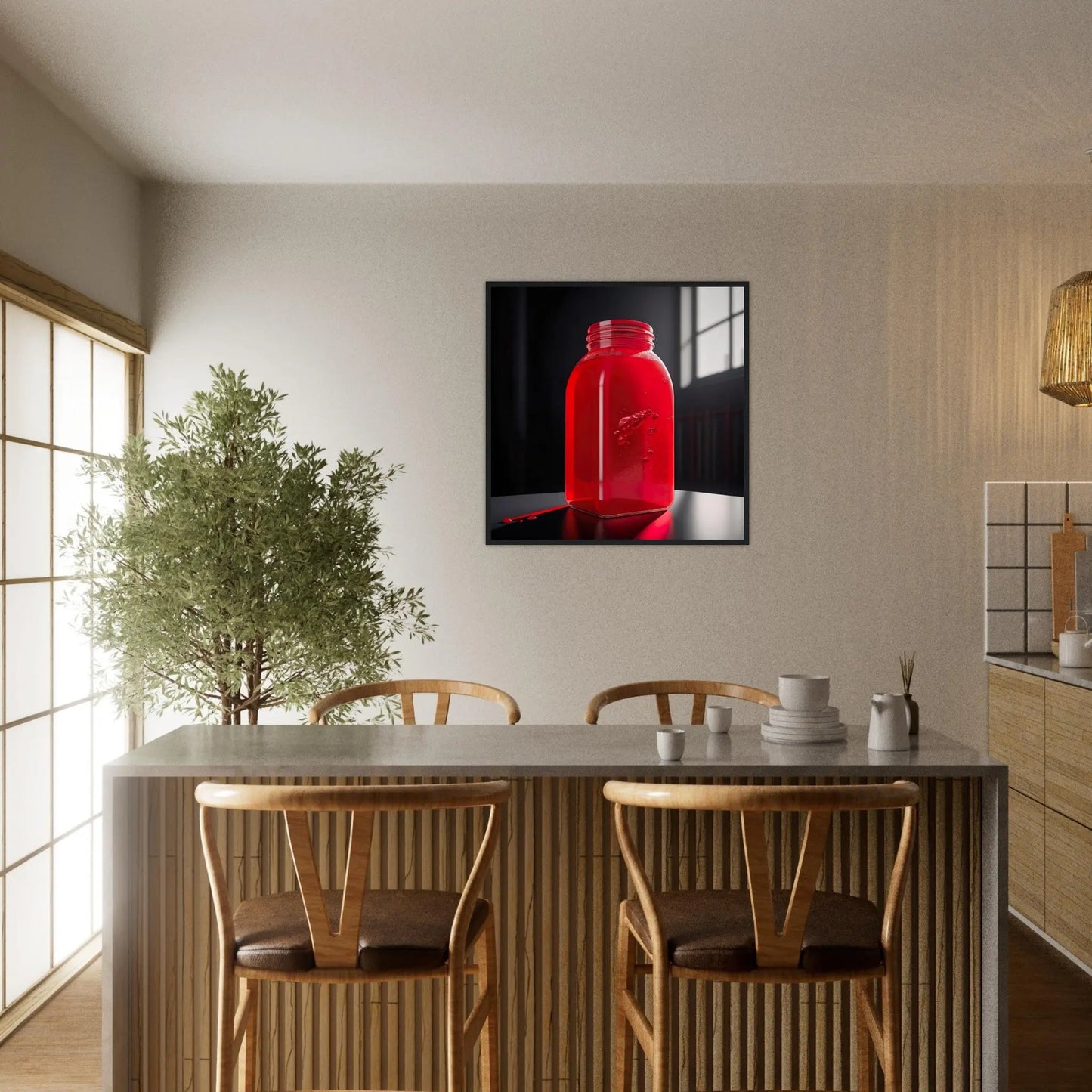 Gerahmtes Premium-Poster - Rote Flüssigkeit - Foto Stil, KI-Kunst - RolConArt, Kreative Vielfalt,