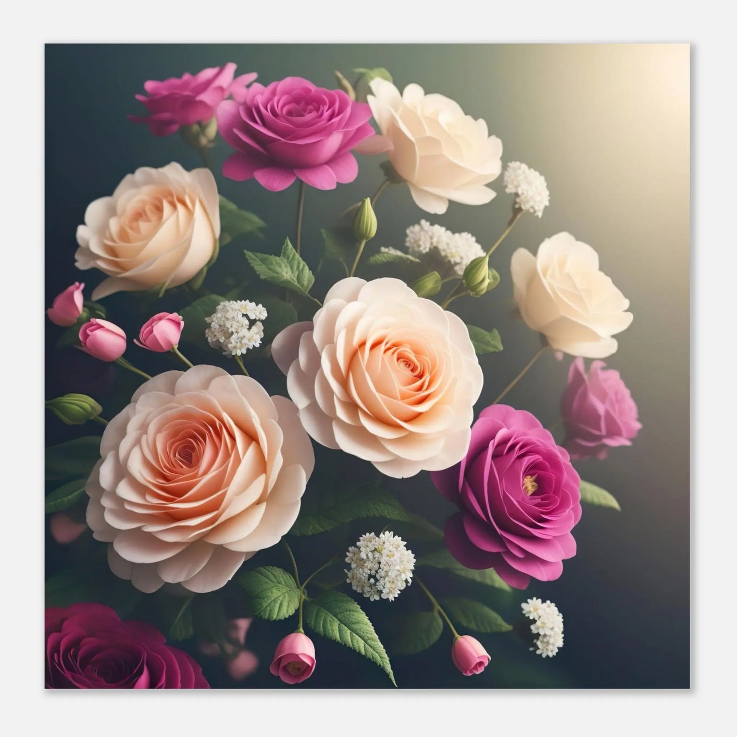 Aluminiumdruck - Rosen Blüten - Foto Stil, KI-Kunst - RolConArt, Pflanzen,