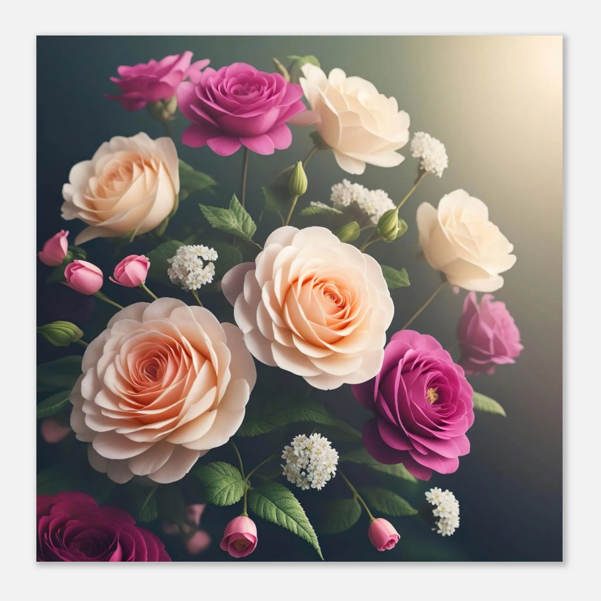 Aluminiumdruck - Rosen Blüten - Foto Stil, KI-Kunst - RolConArt, Pflanzen,