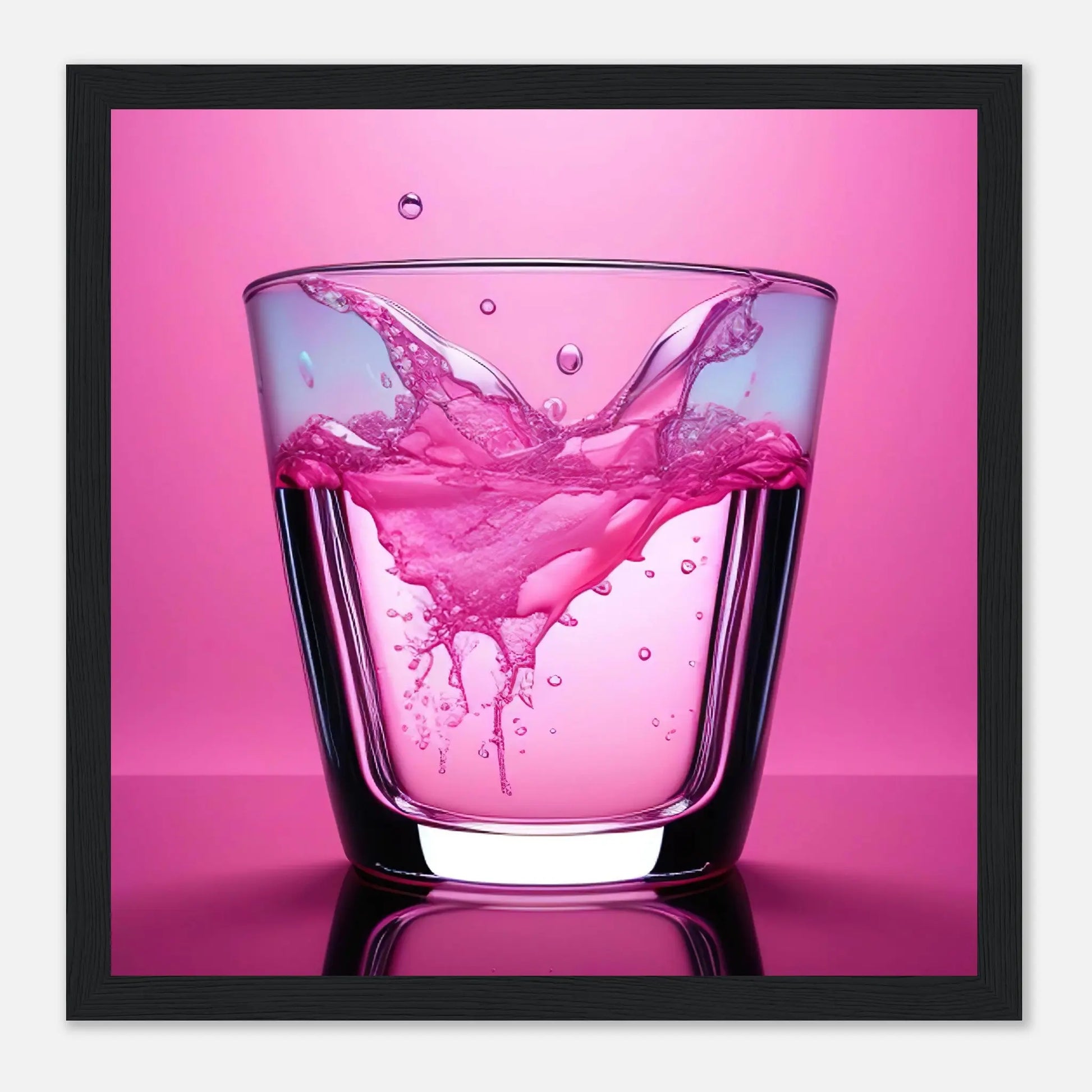 Gerahmtes Premium-Poster - Erfrischendes Rosa - Foto Stil, KI-Kunst - RolConArt, Kreative Vielfalt, 30x30-cm-12x12-Schwarzer-Rahmen