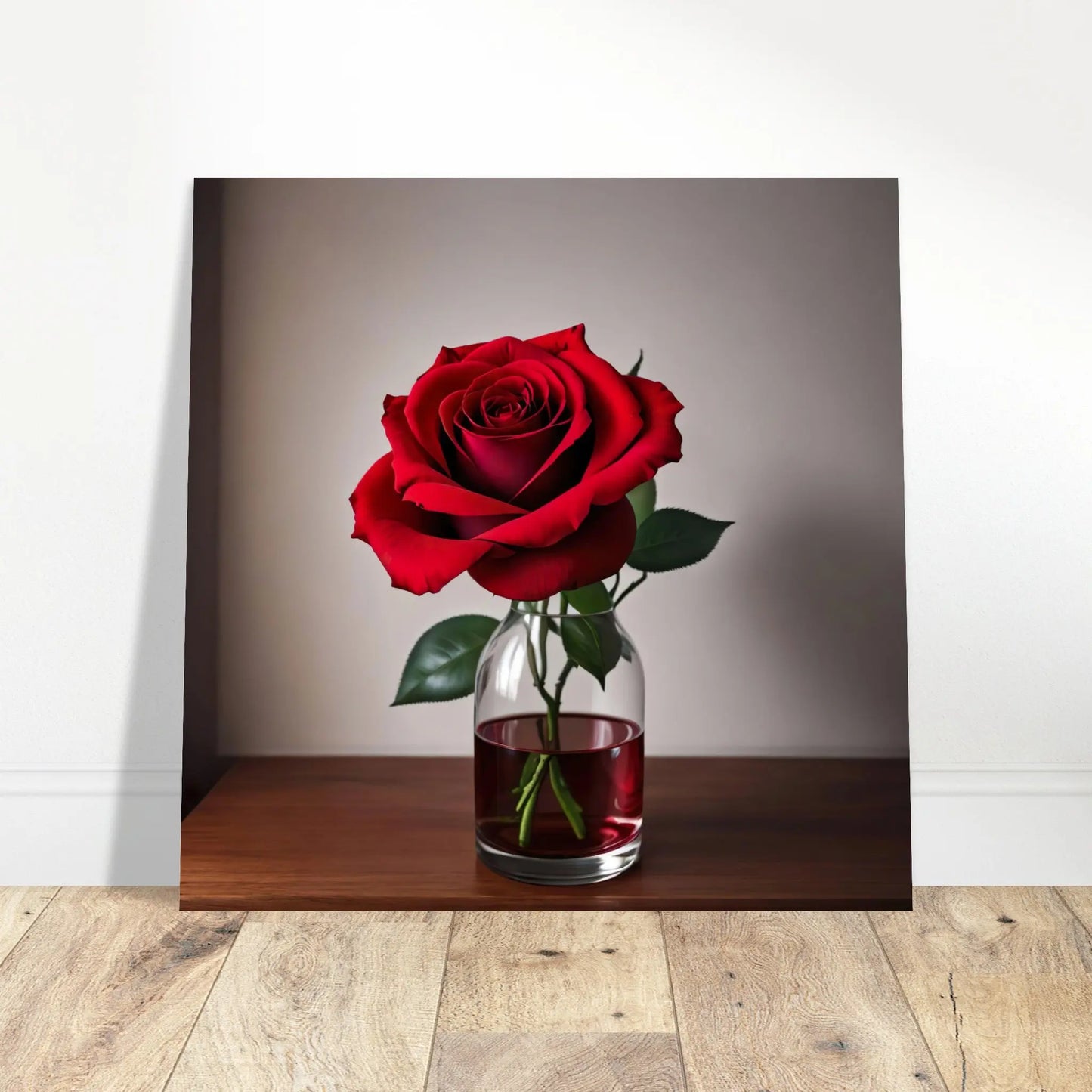 Aluminiumdruck - Rote Rose - Foto Stil, KI-Kunst - RolConArt, Pflanzen,