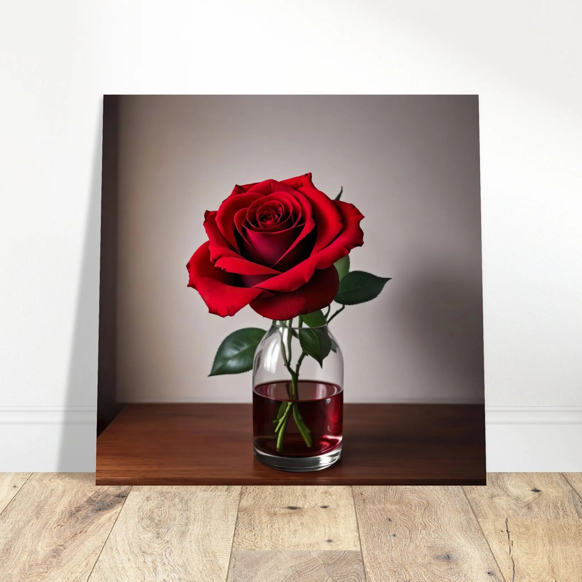 Aluminiumdruck - Rote Rose - Foto Stil, KI-Kunst - RolConArt, Pflanzen,