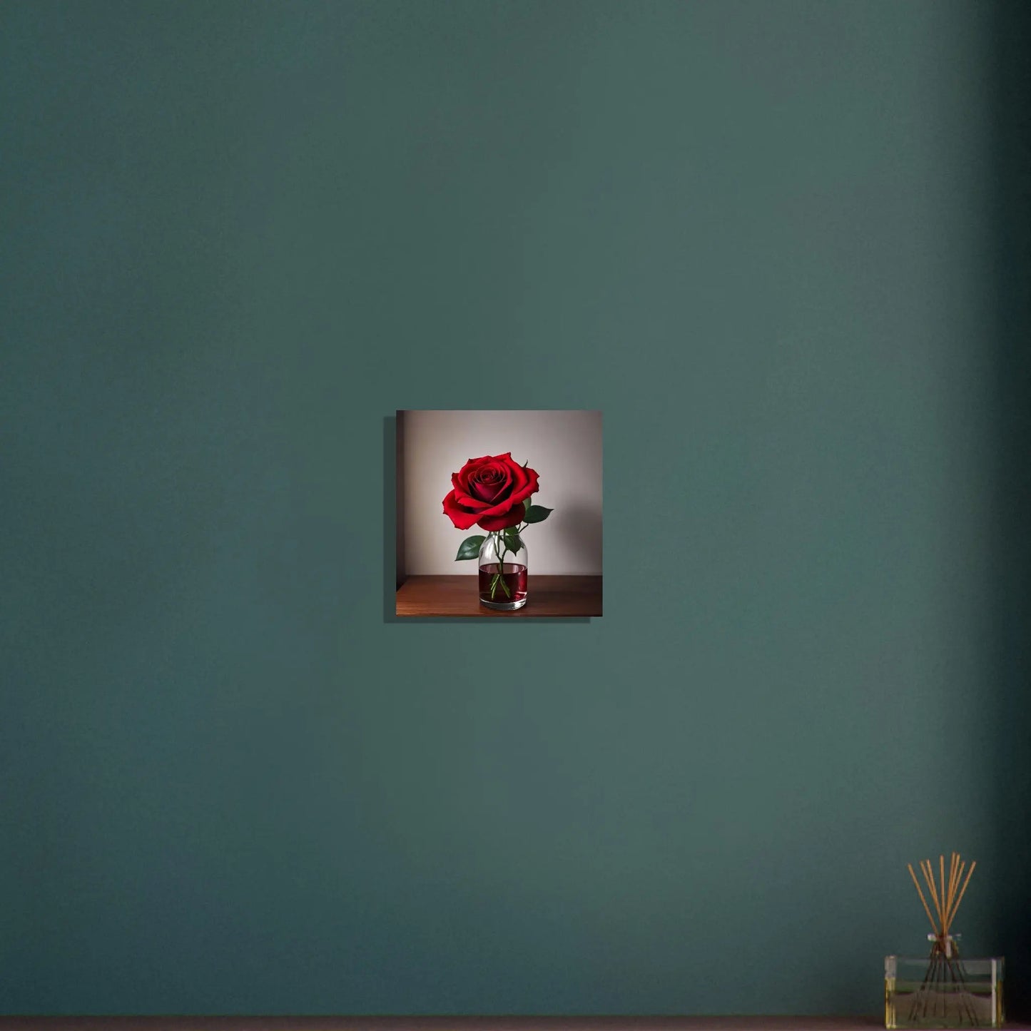 Aluminiumdruck - Rote Rose - Foto Stil, KI-Kunst - RolConArt, Pflanzen, 30x30-cm-12x12