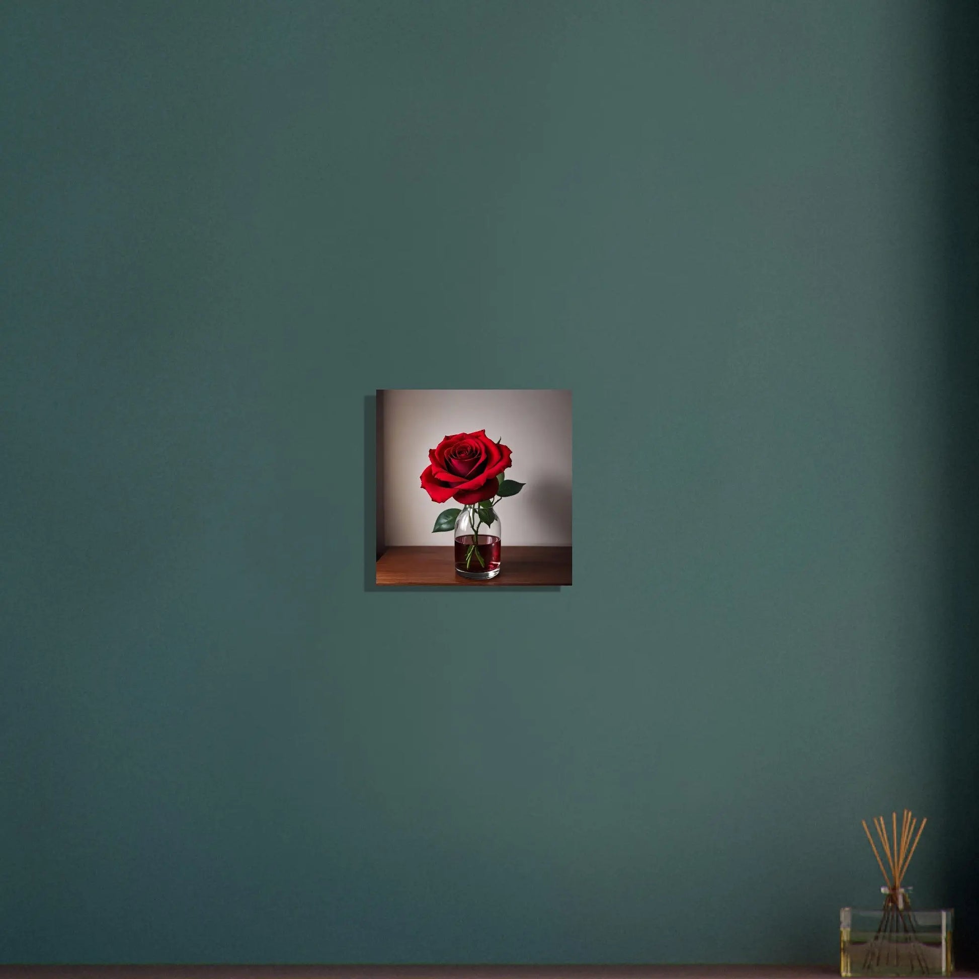 Aluminiumdruck - Rote Rose - Foto Stil, KI-Kunst - RolConArt, Pflanzen, 30x30-cm-12x12