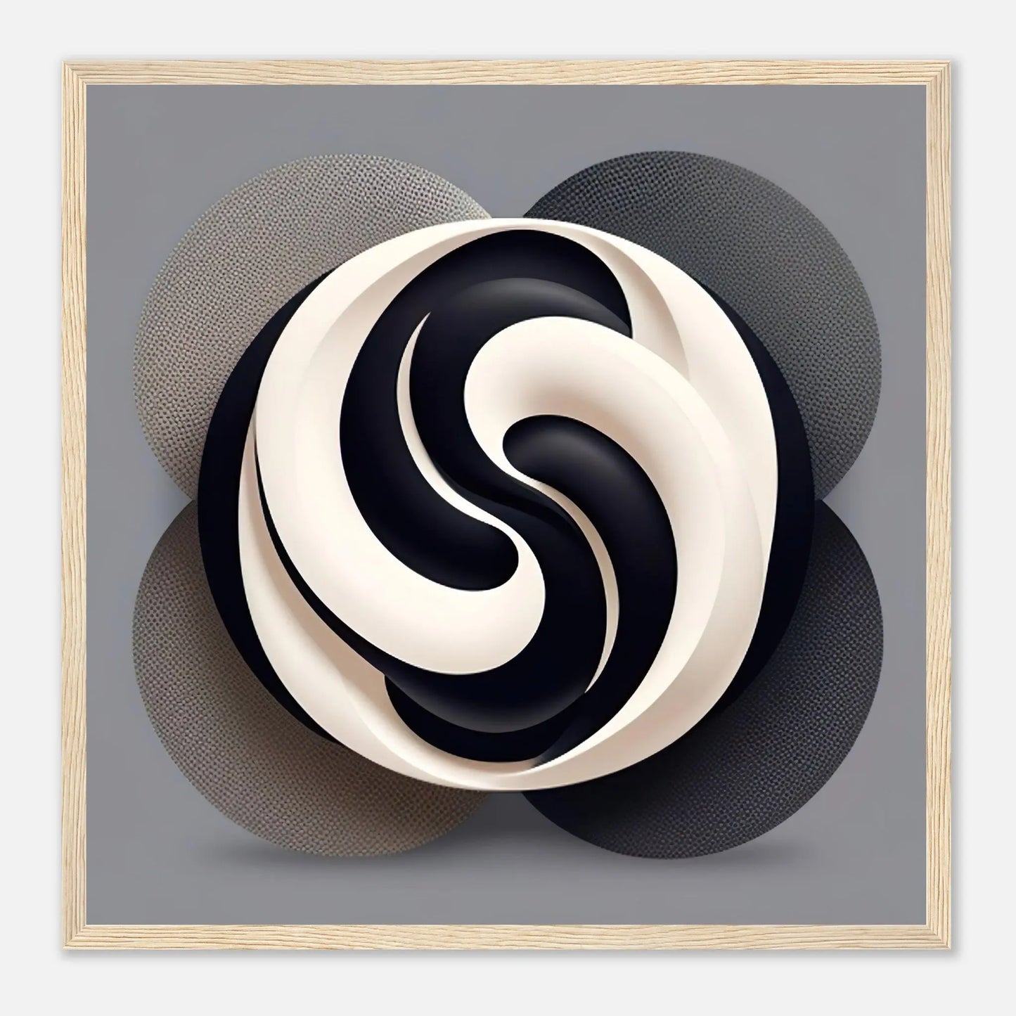 Gerahmtes Premium-Poster - Yin Yang - Digitaler Stil, KI-Kunst - RolConArt, Kreative Vielfalt, 50x50-cm-20x20-Holzrahmen