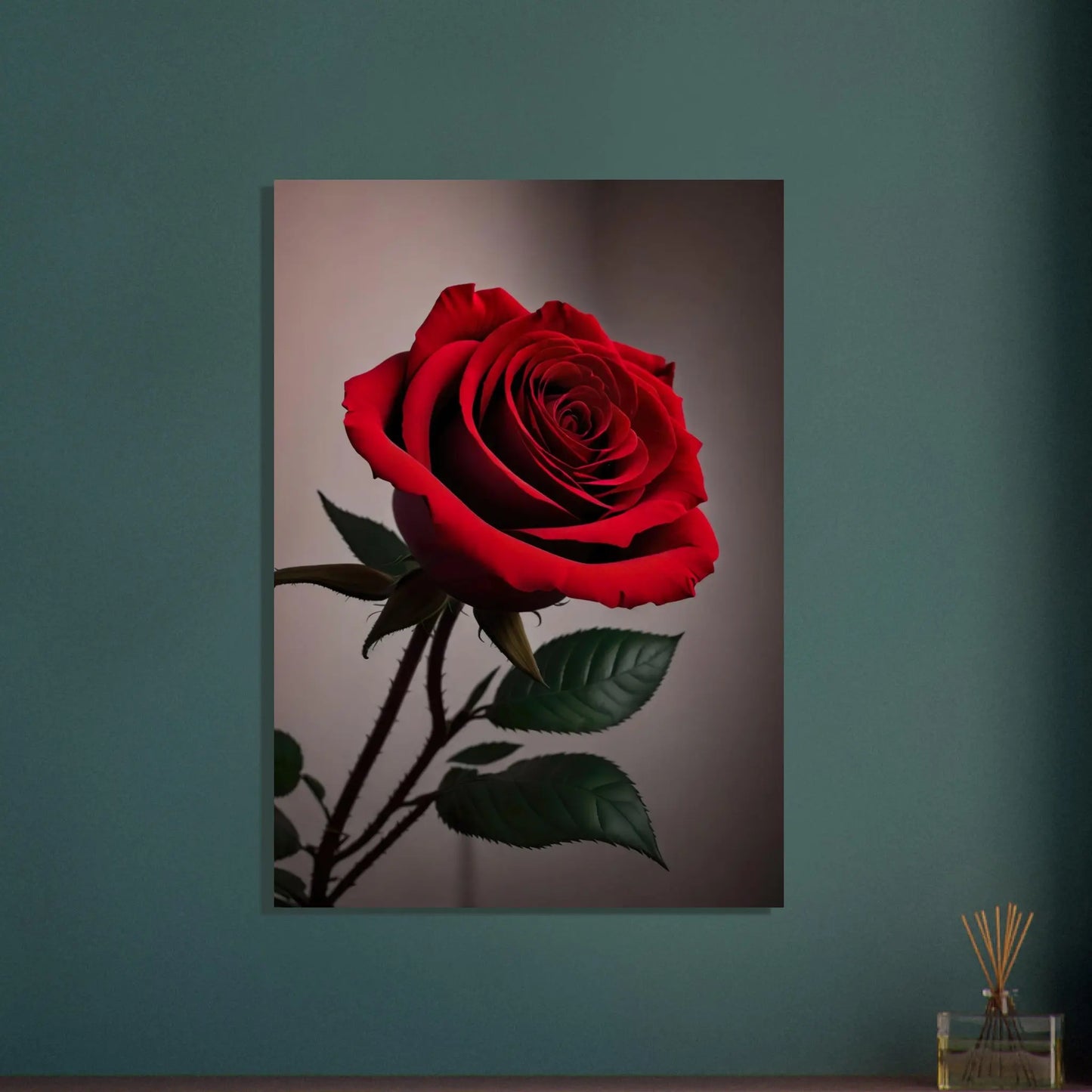 Aluminiumdruck - Rote Rose - Foto Stil, KI-Kunst - RolConArt, Pflanzen, 70x100-cm-28x40