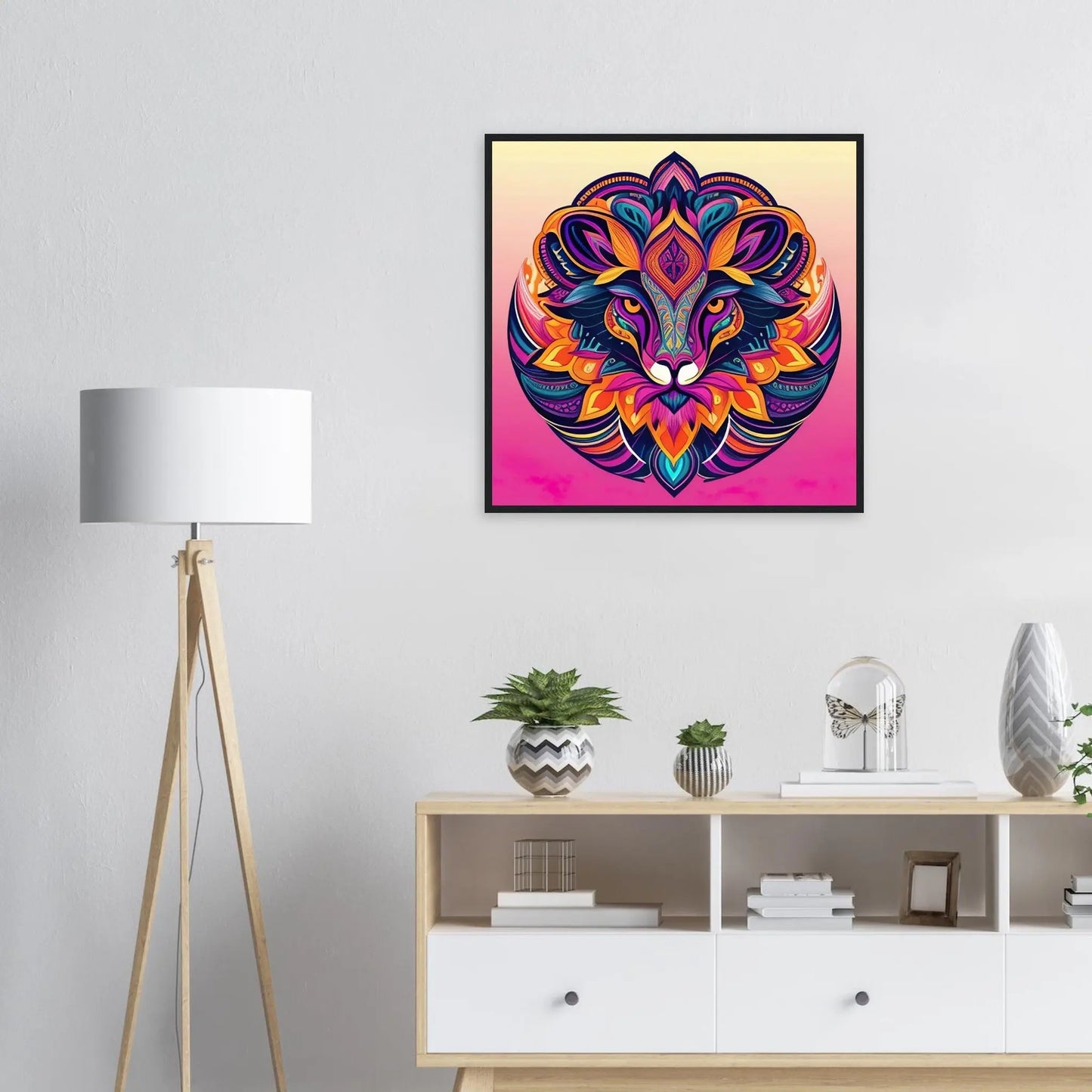 Gerahmtes Premium-Poster - Löwenenergie - Digitaler Stil, KI-Kunst - RolConArt, Kreative Vielfalt,