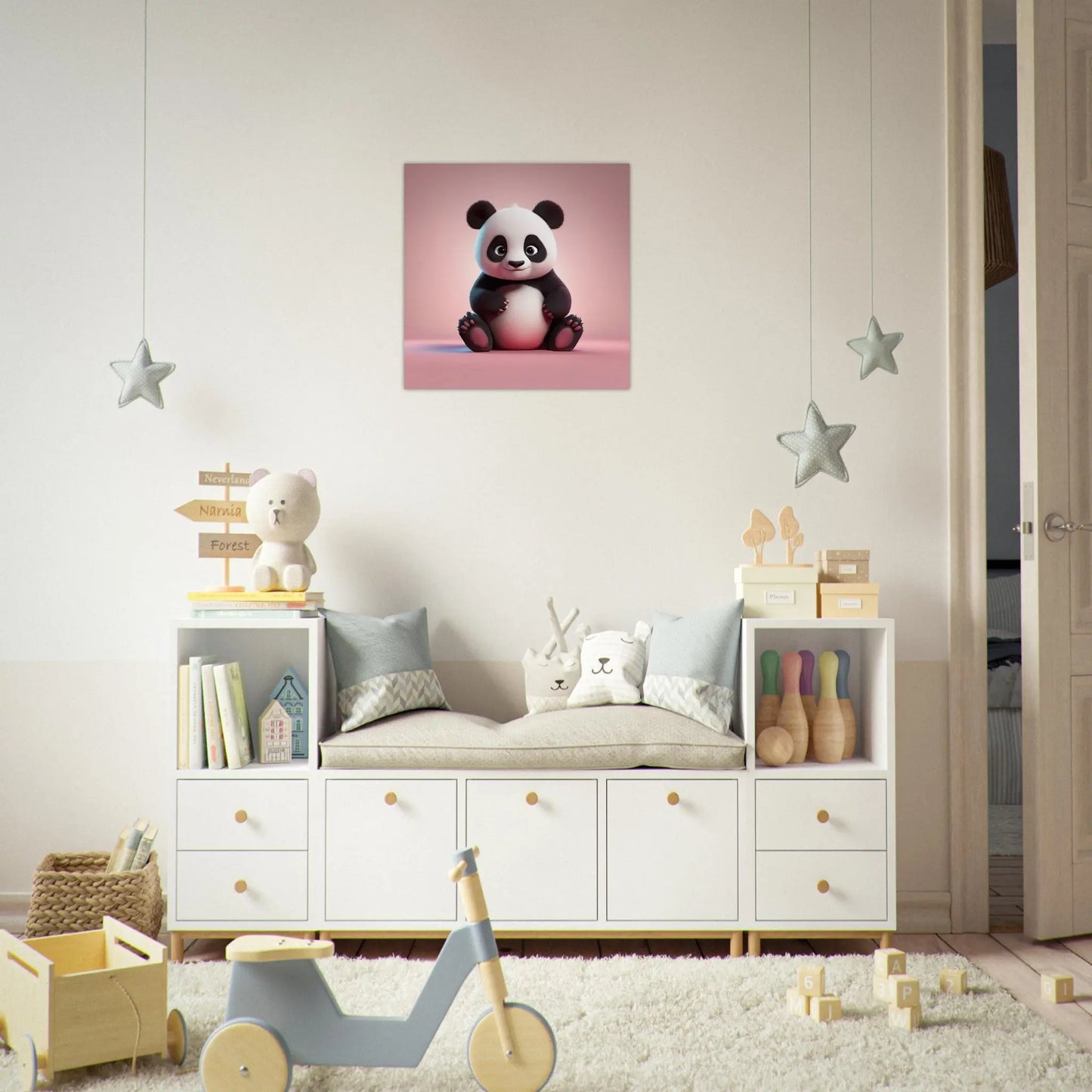 Aluminiumdruck - Pandabär - Kinderbild, 3D-Stil, KI-Kunst RolConArt