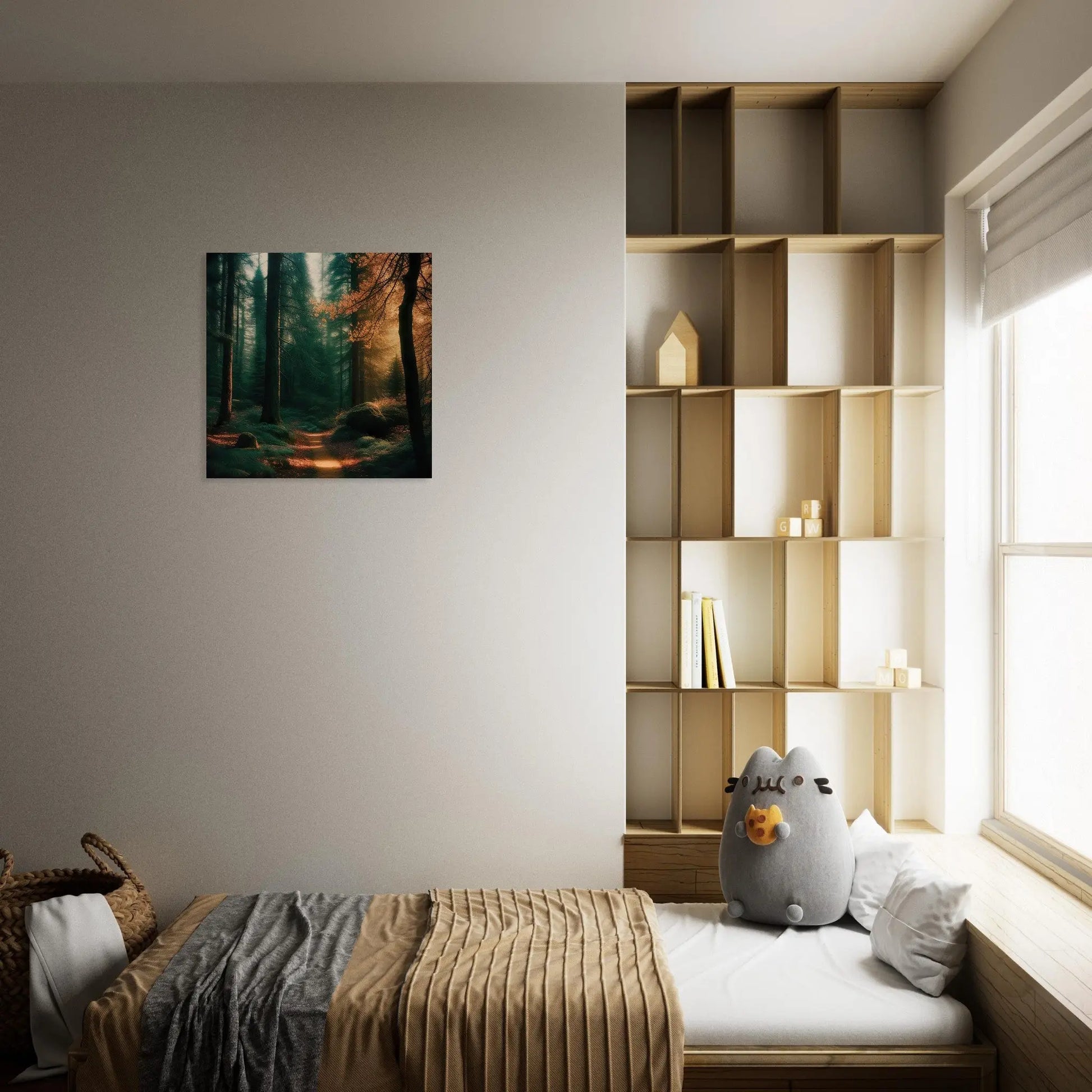 Moderner Forex-Druck - Waldlandschaft - Foto Stil, KI-Kunst - RolConArt, Landschaften,