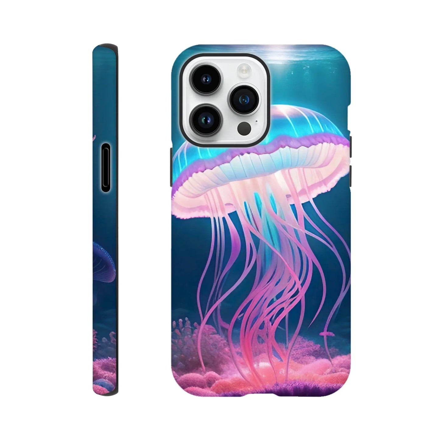 Smartphone-Hülle "Hart" - Qualle - Digitaler Stil, KI-Kunst RolConArt, Unterwasserlandschaften, iPhone-14-Pro-Max