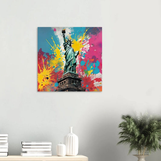 Aluminiumdruck - Freiheitsstatue - Splash Art Stil, KI-Kunst RolConArt