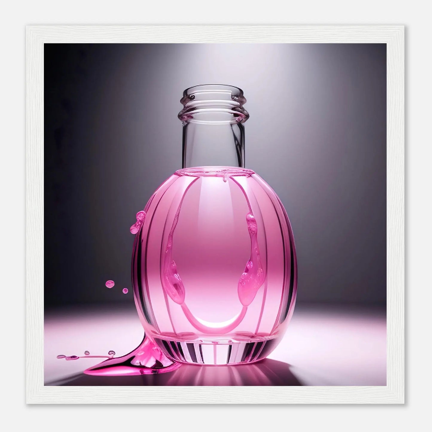 Gerahmtes Premium-Poster - Rosa Flüssigkeit - Foto Stil, KI-Kunst - RolConArt, Kreative Vielfalt, 30x30-cm-12x12-Weißer-Rahmen