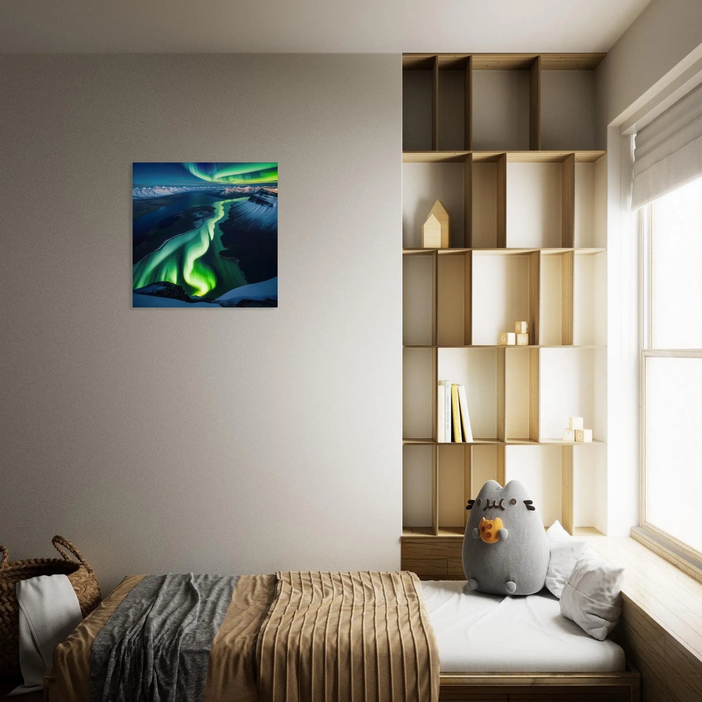 Moderner Forex-Druck -Bergpanorama, Polarlichter- Foto Stil, KI-Kunst - RolConArt, Landschaften,