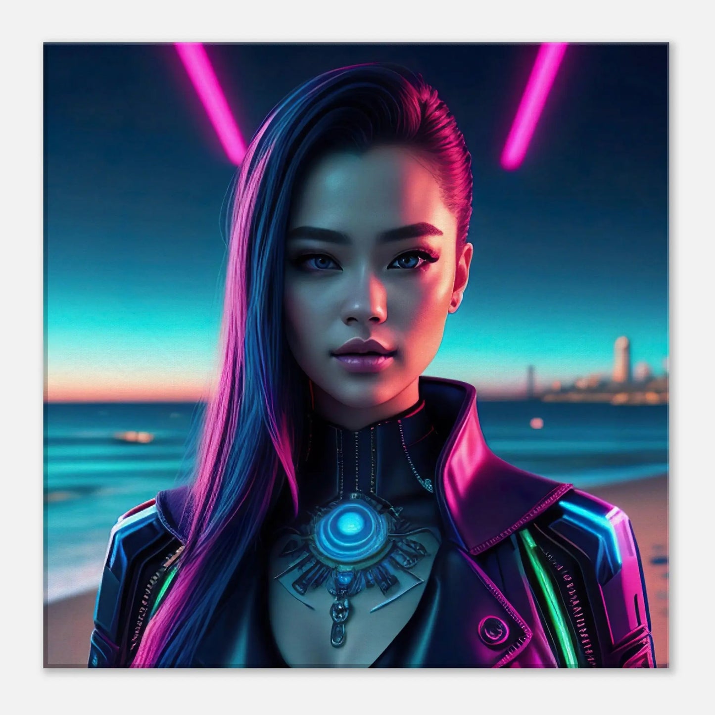 Leinwandbild - Frauenporträt im digitalen 3-D Stil, KI-Kunst - RolConArt, Digitalkunst - Porträts, 50x50-cm-20x20