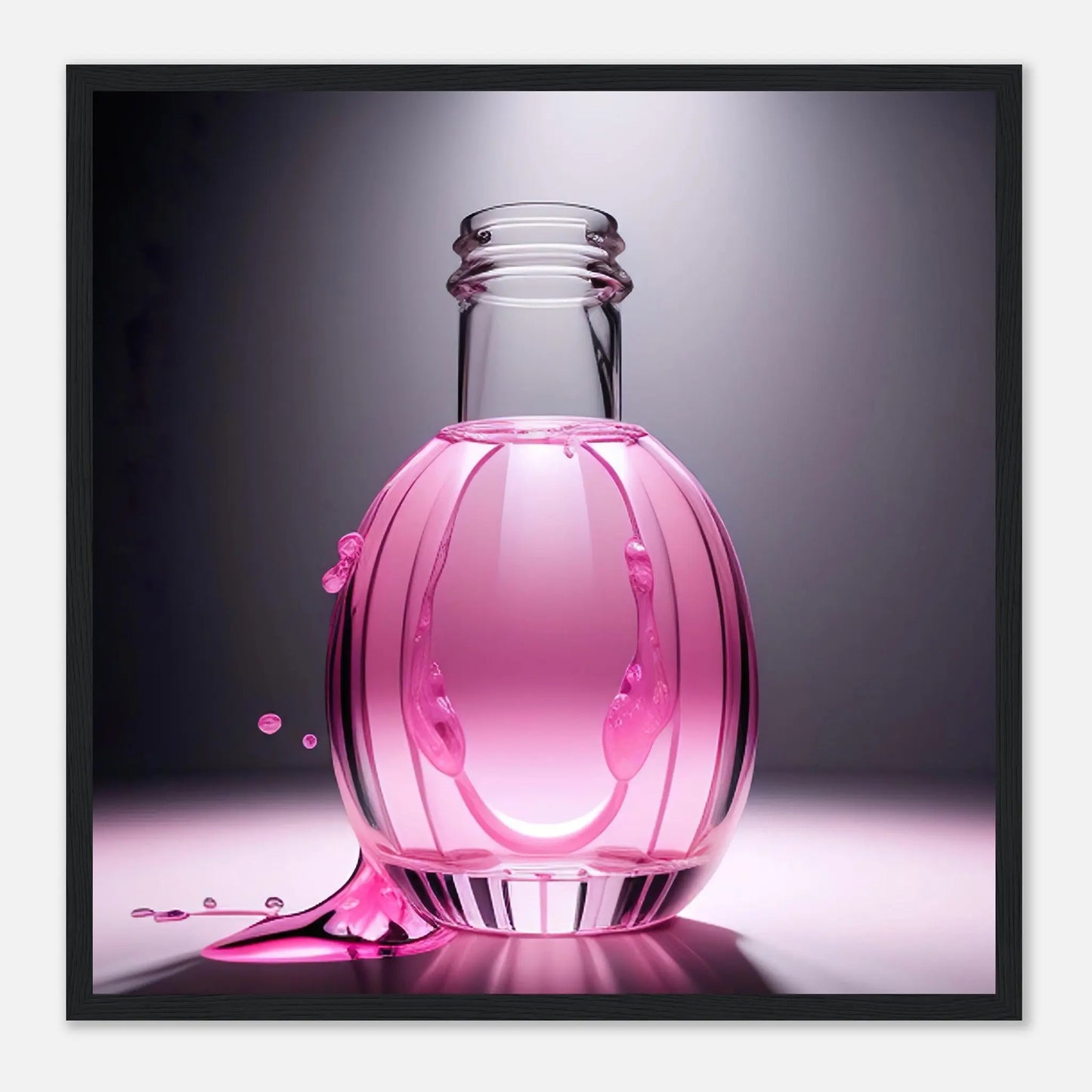 Gerahmtes Premium-Poster - Rosa Flüssigkeit - Foto Stil, KI-Kunst - RolConArt, Kreative Vielfalt, 50x50-cm-20x20-Schwarzer-Rahmen