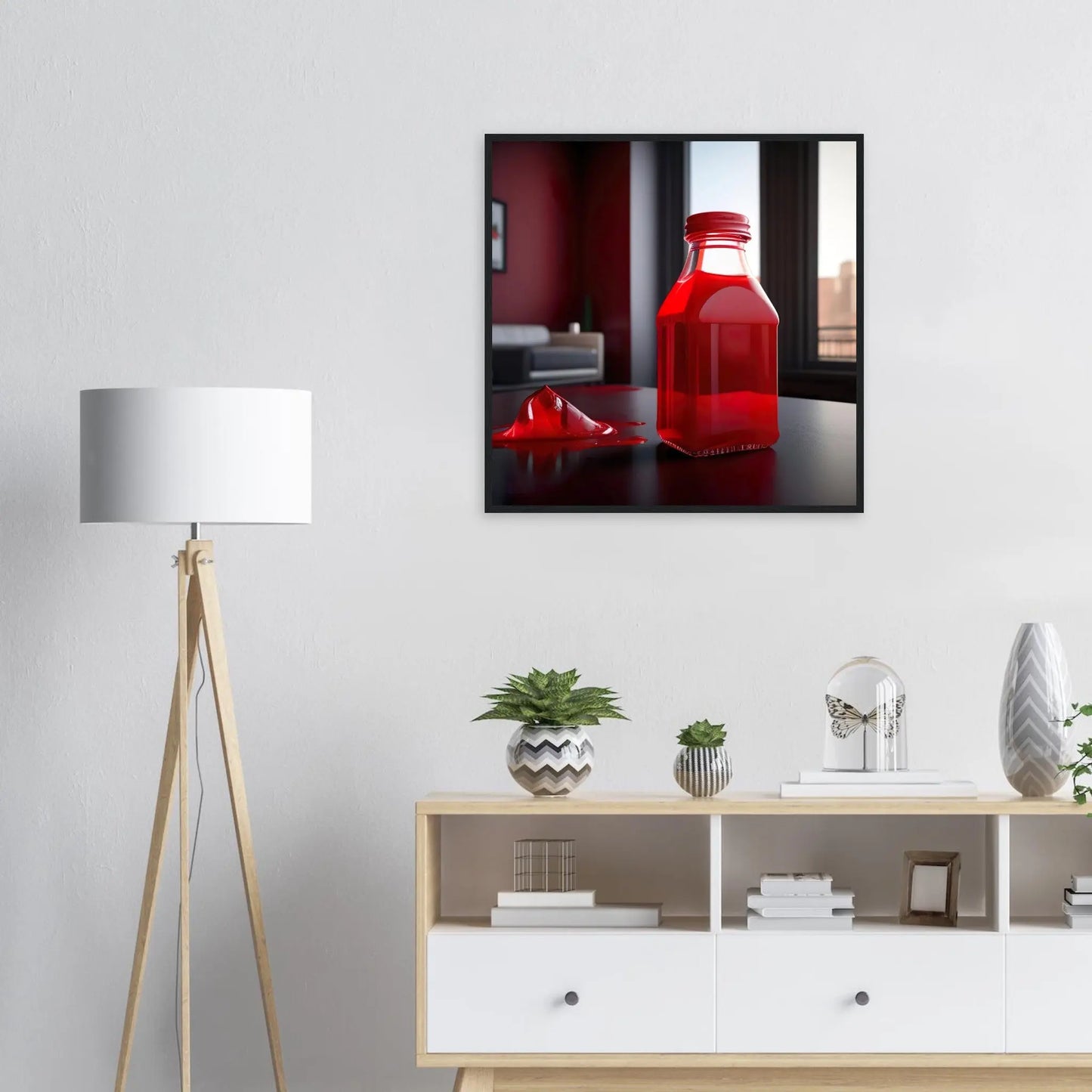 Gerahmtes Premium-Poster - Rote Flüssigkeit - Foto Stil, KI-Kunst - RolConArt, Kreative Vielfalt,