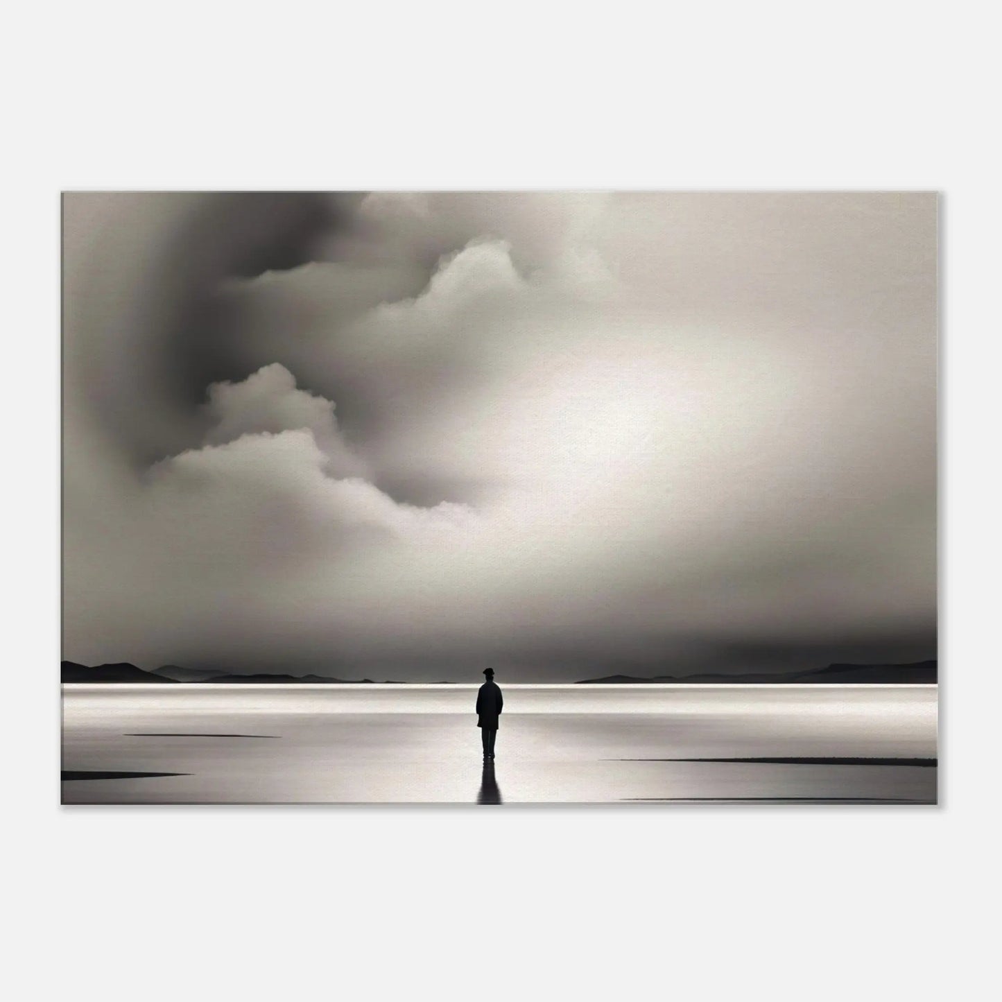 Leinwandbild - Weitblick - Schwarz-Weiß, Digitaler Stil, KI-Kunst - RolConArt, Schwarz-Weiß, 70x100-cm-28x40