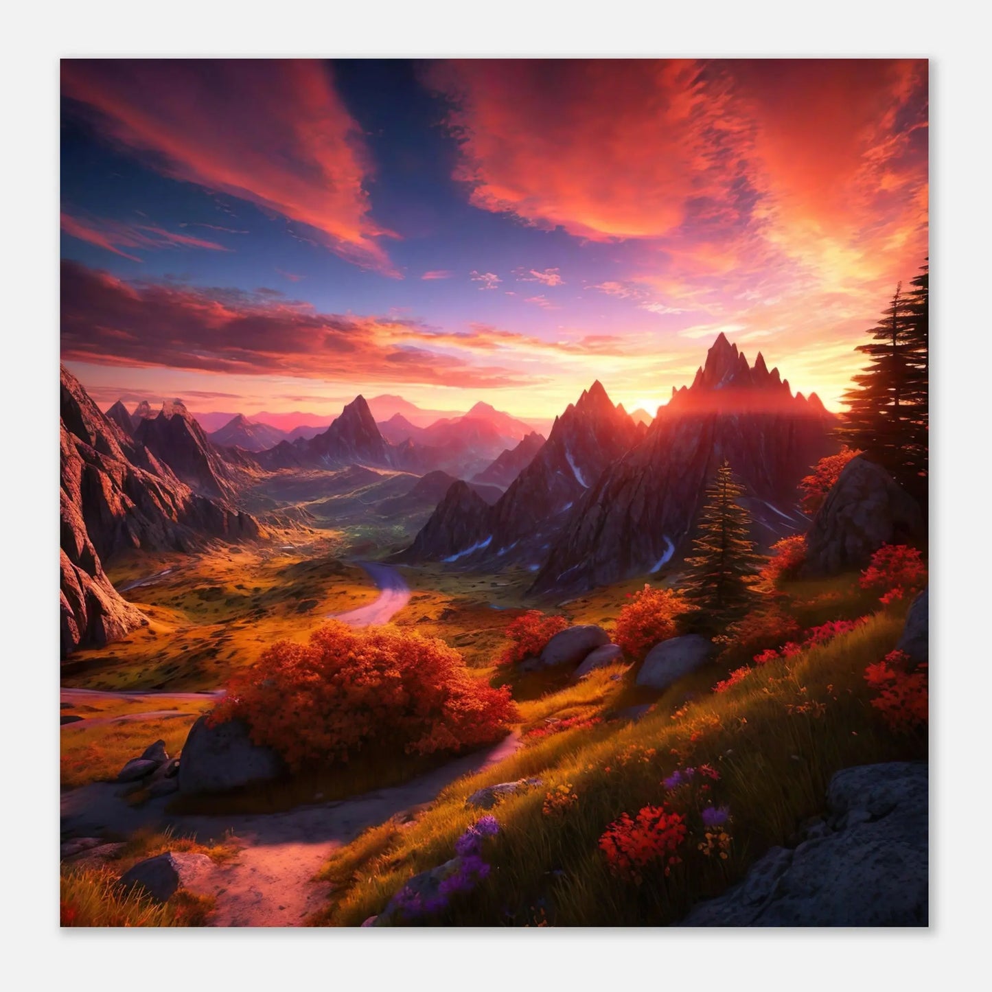 Moderner Forex-Druck - Bergpanorama - Foto Stil, KI-Kunst - RolConArt, Landschaften,