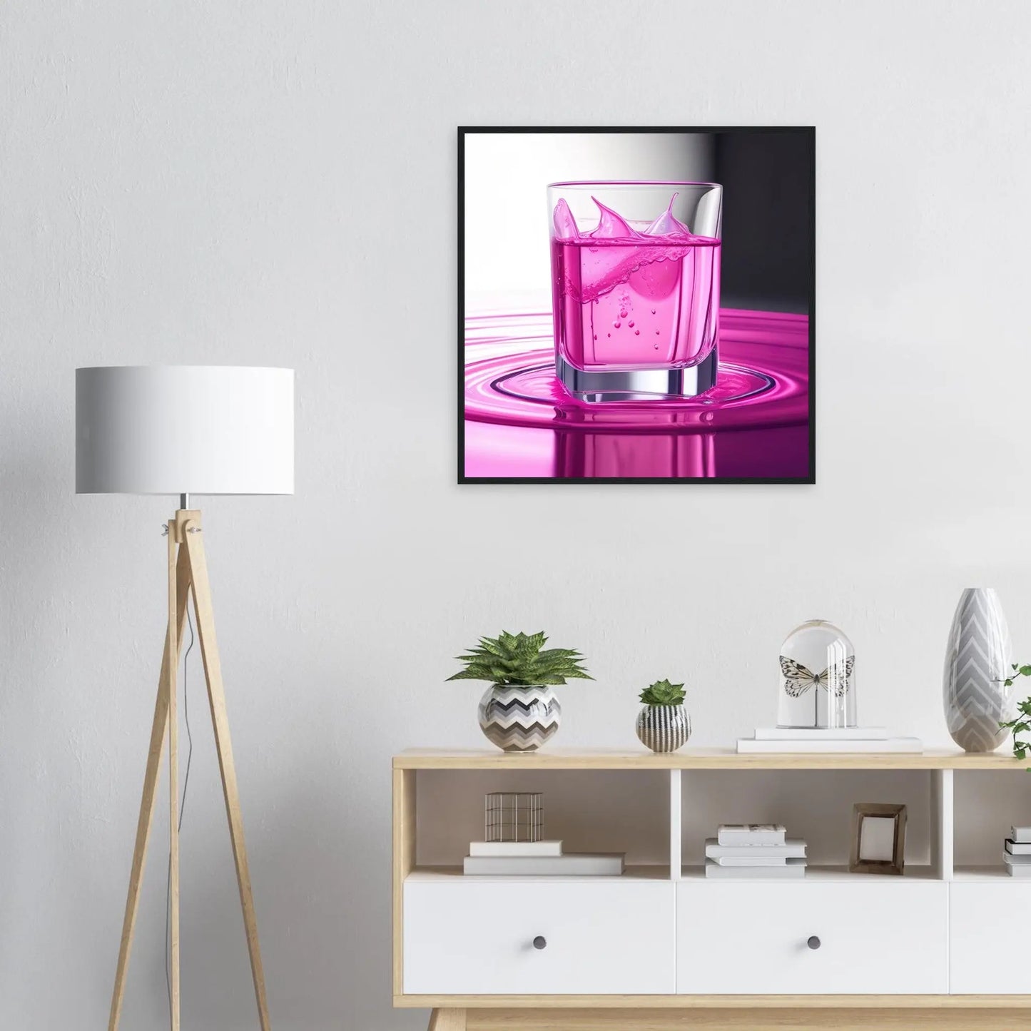 Gerahmtes Premium-Poster - Erfrischendes Rosa - Foto Stil, KI-Kunst - RolConArt, Kreative Vielfalt,