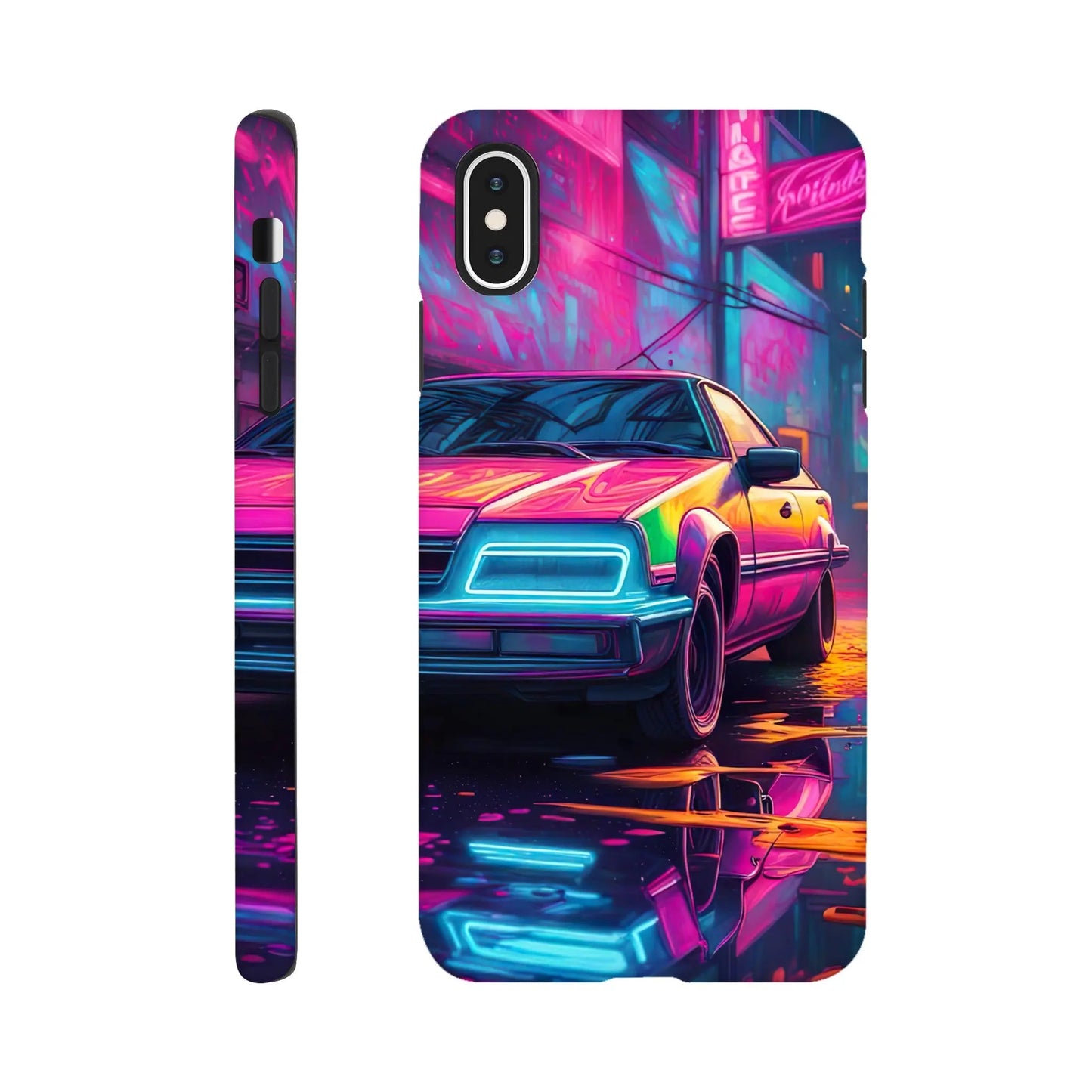 Smartphone-Hülle "Hart" - Retro Auto - Neon Stil, KI-Kunst RolConArt, Neon, iPhone-XS-Max
