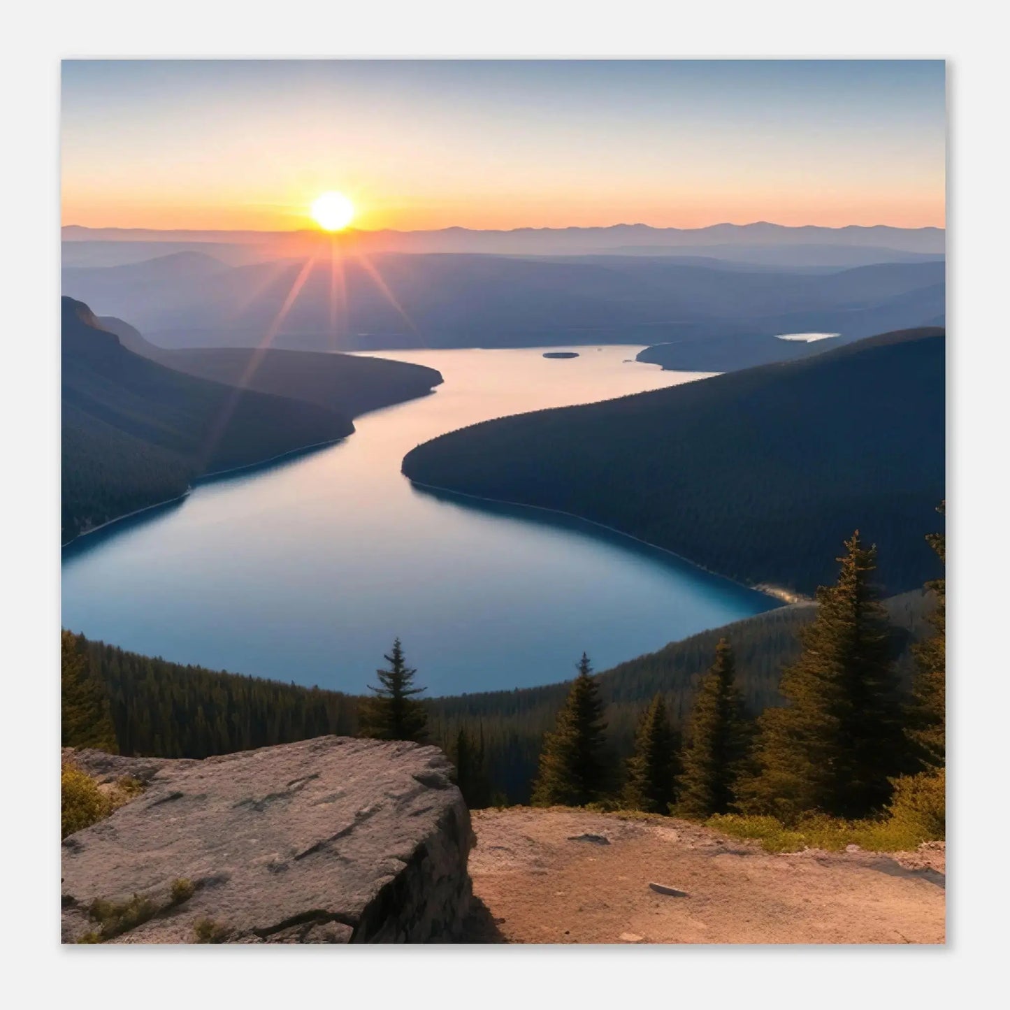 Moderner Forex-Druck - Bergpanorama - Foto-Stil, KI-Kunst - RolConArt, Landschaften,