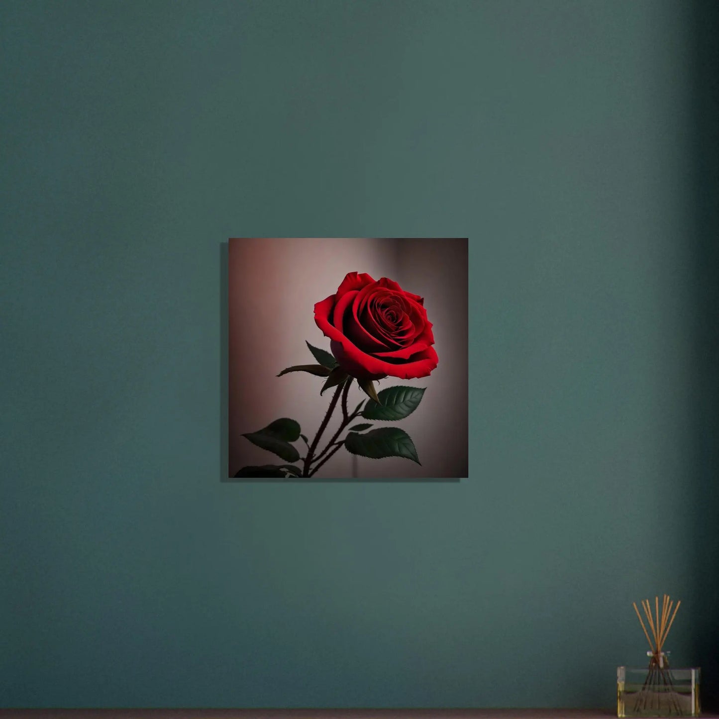 Aluminiumdruck - Rote Rose - Foto Stil, KI-Kunst - RolConArt, Pflanzen, 50x50-cm-20x20