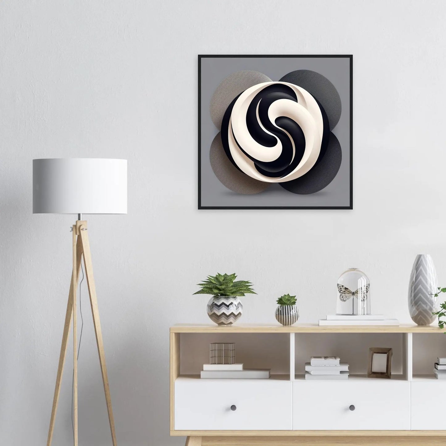 Gerahmtes Premium-Poster - Yin Yang - Digitaler Stil, KI-Kunst - RolConArt, Kreative Vielfalt,