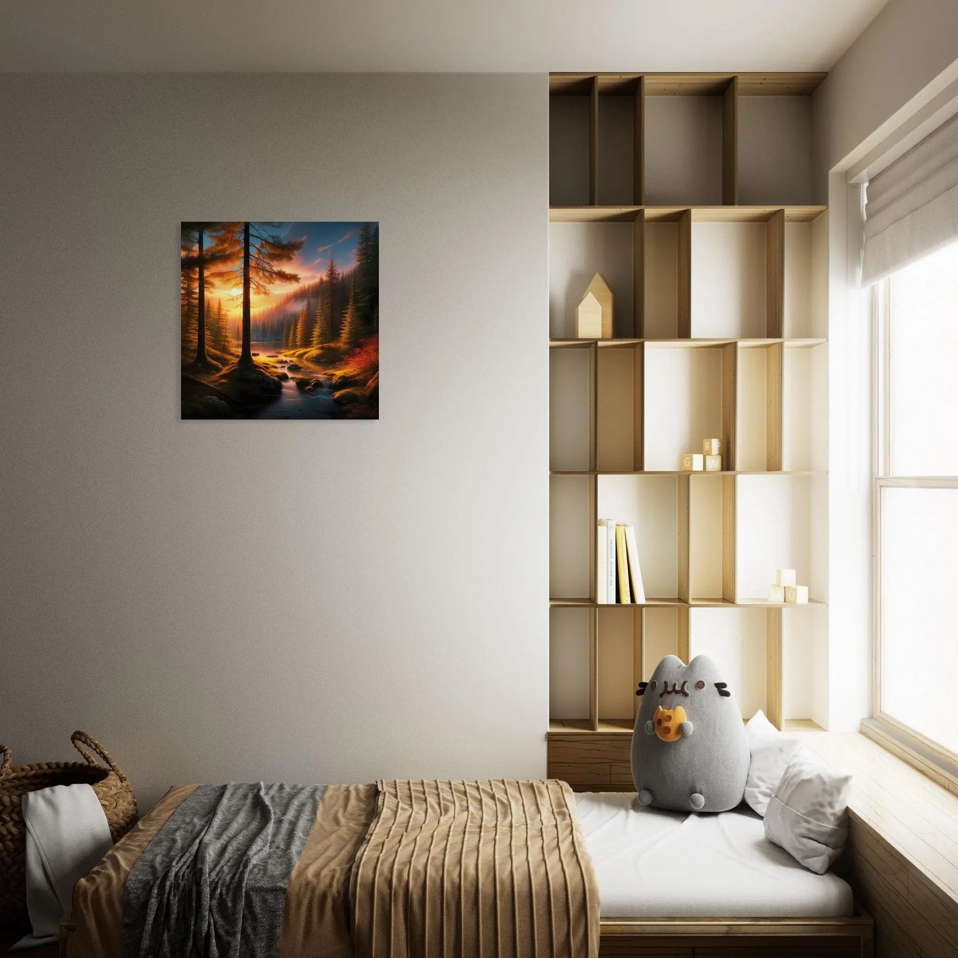 Moderner Forex-Druck - Waldlandschaft - Foto Stil, KI-Kunst - RolConArt, Landschaften,