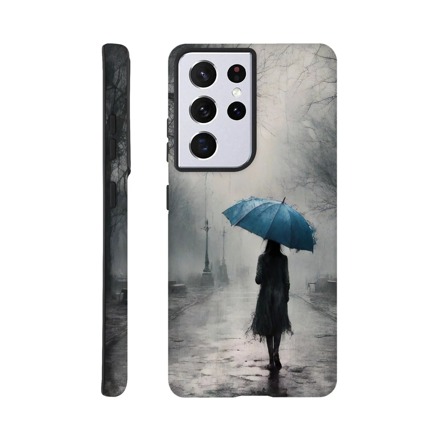 Smartphone-Hülle "Hart" - Frau Im Park - Düsterer Stil, KI-Kunst RolConArt, Malerischer Stil - Porträts, Galaxy-S21-Ultra