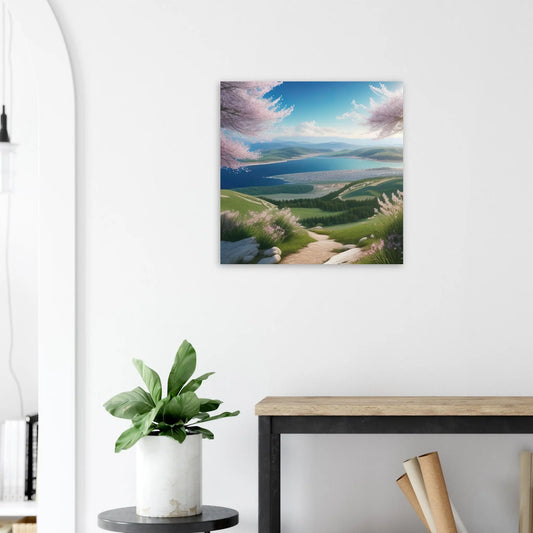 Moderner Forex-Druck - Bergpanorama - Foto-Stil, KI-Kunst - RolConArt, Landschaften, 60x60-cm-24x24-Schwarz