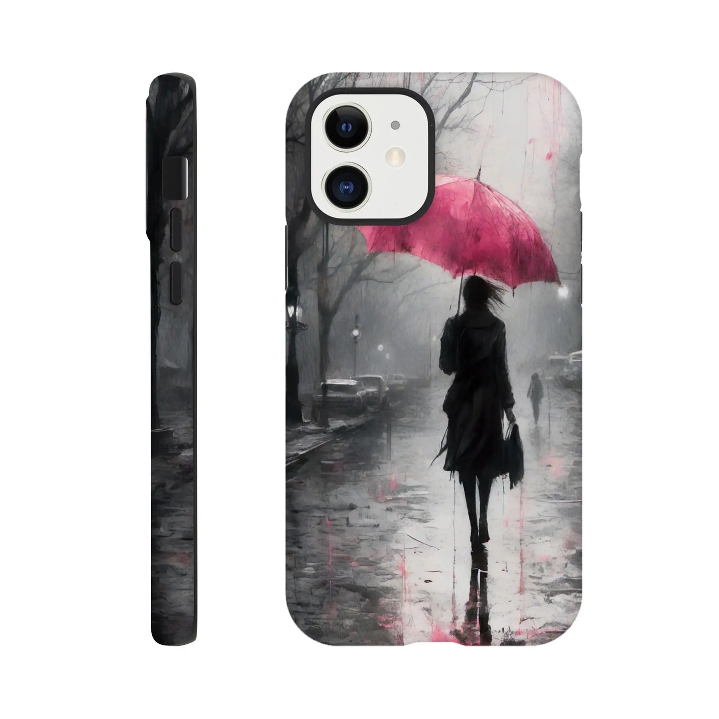 Smartphone-Hülle "Hart" - Frau Im Park - Düsterer Stil, KI-Kunst RolConArt, Malerischer Stil - Porträts, iPhone-12