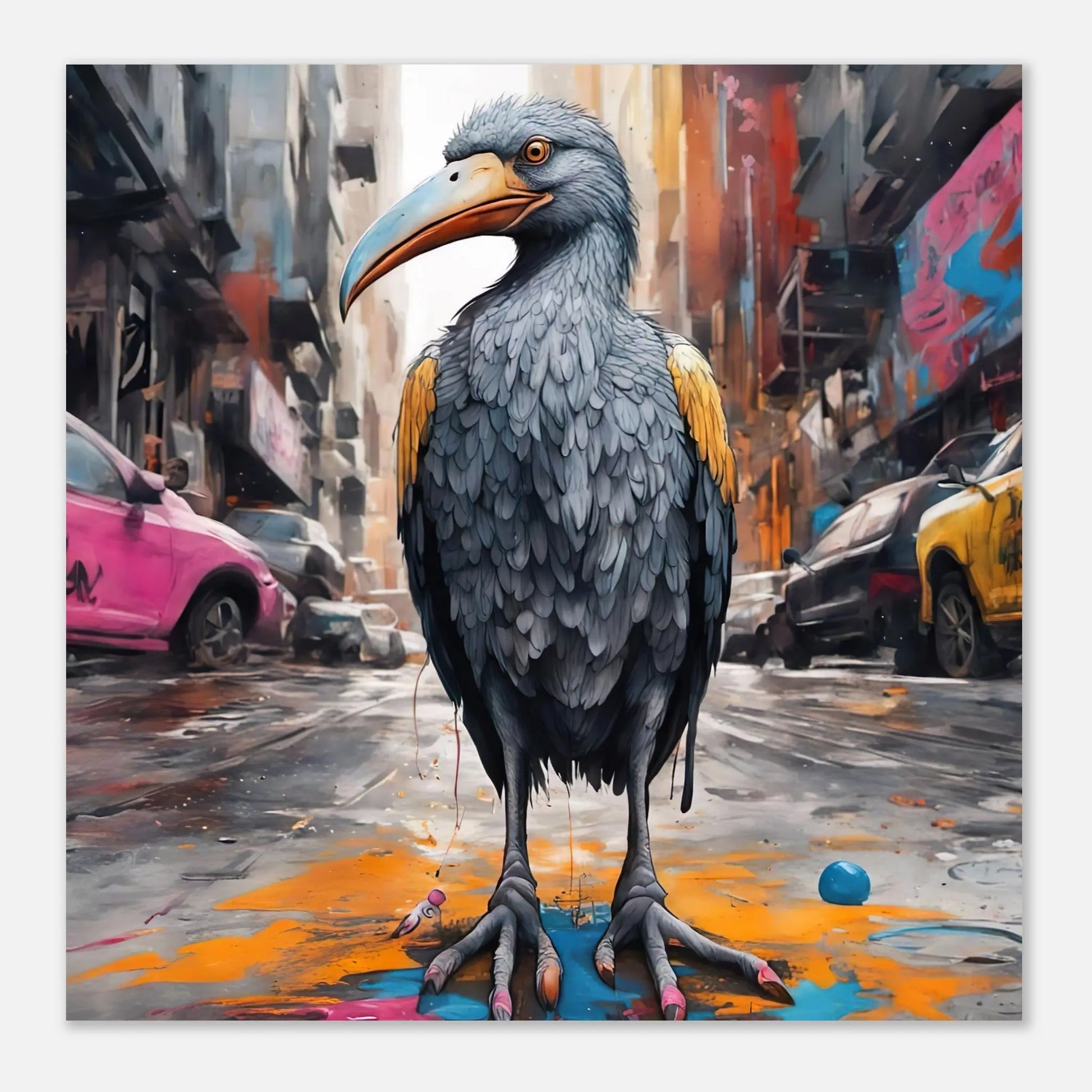 Aluminiumdruck - Fantasie Vogel - Splash Art Stil, KI-Kunst RolConArt