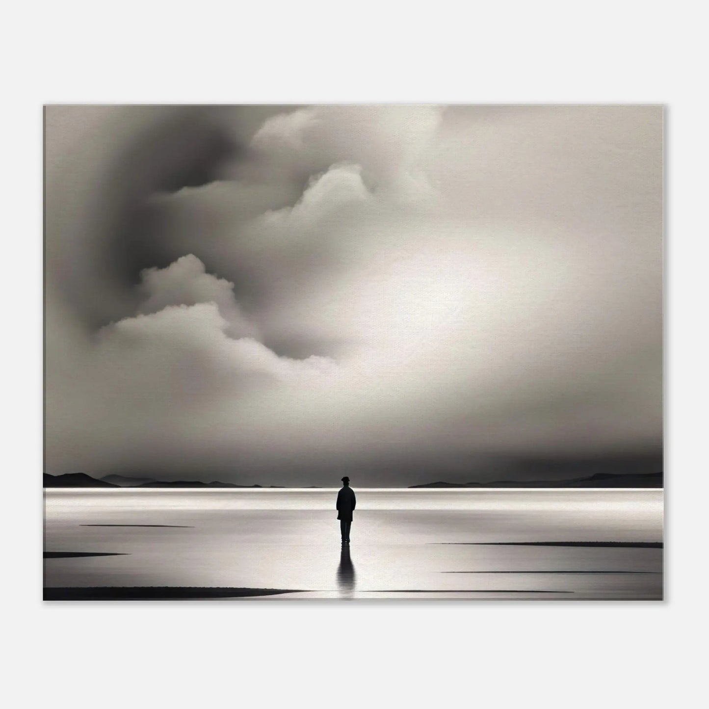 Leinwandbild - Weitblick - Schwarz-Weiß, Digitaler Stil, KI-Kunst - RolConArt, Schwarz-Weiß, 60x75-cm-24x30