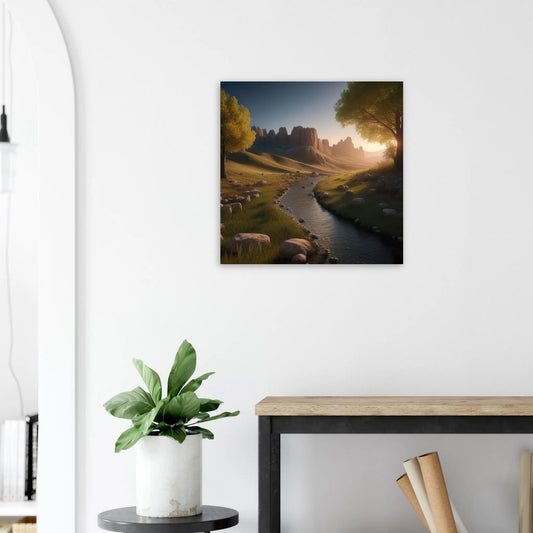 Moderner Forex-Druck - Landschaftsidylle - Foto Stil, KI-Kunst - RolConArt, Landschaften, 60x60-cm-24x24-Schwarz