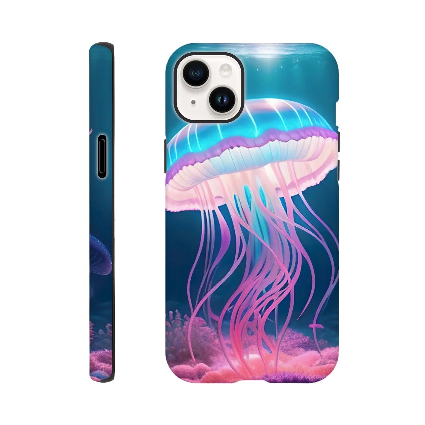 Smartphone-Hülle "Hart" - Qualle - Digitaler Stil, KI-Kunst RolConArt, Unterwasserlandschaften, iPhone-14-Plus